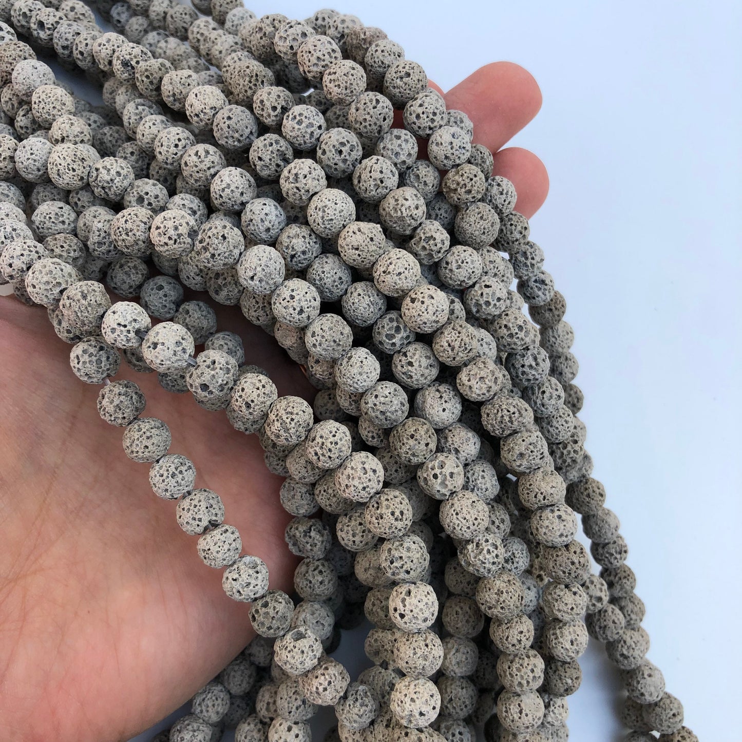 50pcs Natural Grey Volcanic Lava Bead 40cm Strand 8-8.5mm Round Matte Mineral Rock Beads