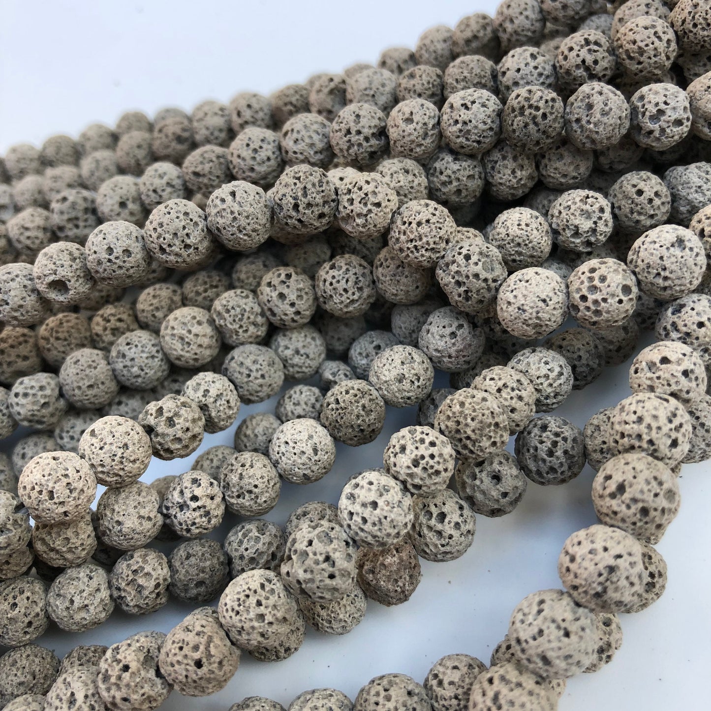 50pcs Natural Grey Volcanic Lava Bead 40cm Strand 8-8.5mm Round Matte Mineral Rock Beads