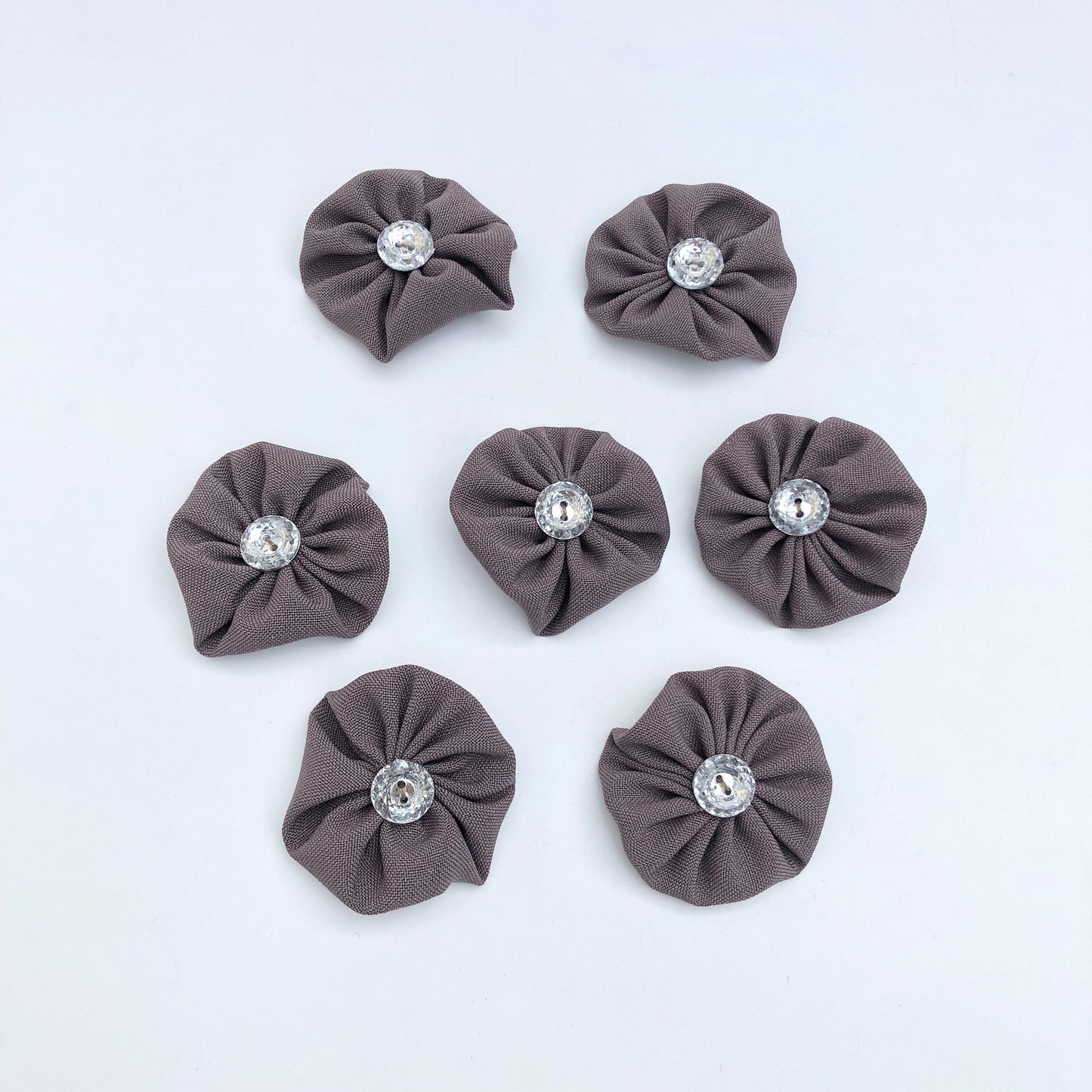 Handmade Flowers 45mm Grey Fabric Florals Craft Hat Quilting Flower with Button