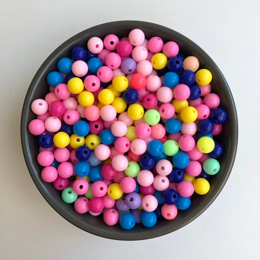 Mixed Multi Colour Plastic Bead 8mm Round DIY Bracelet Making Bead 100 Pieces