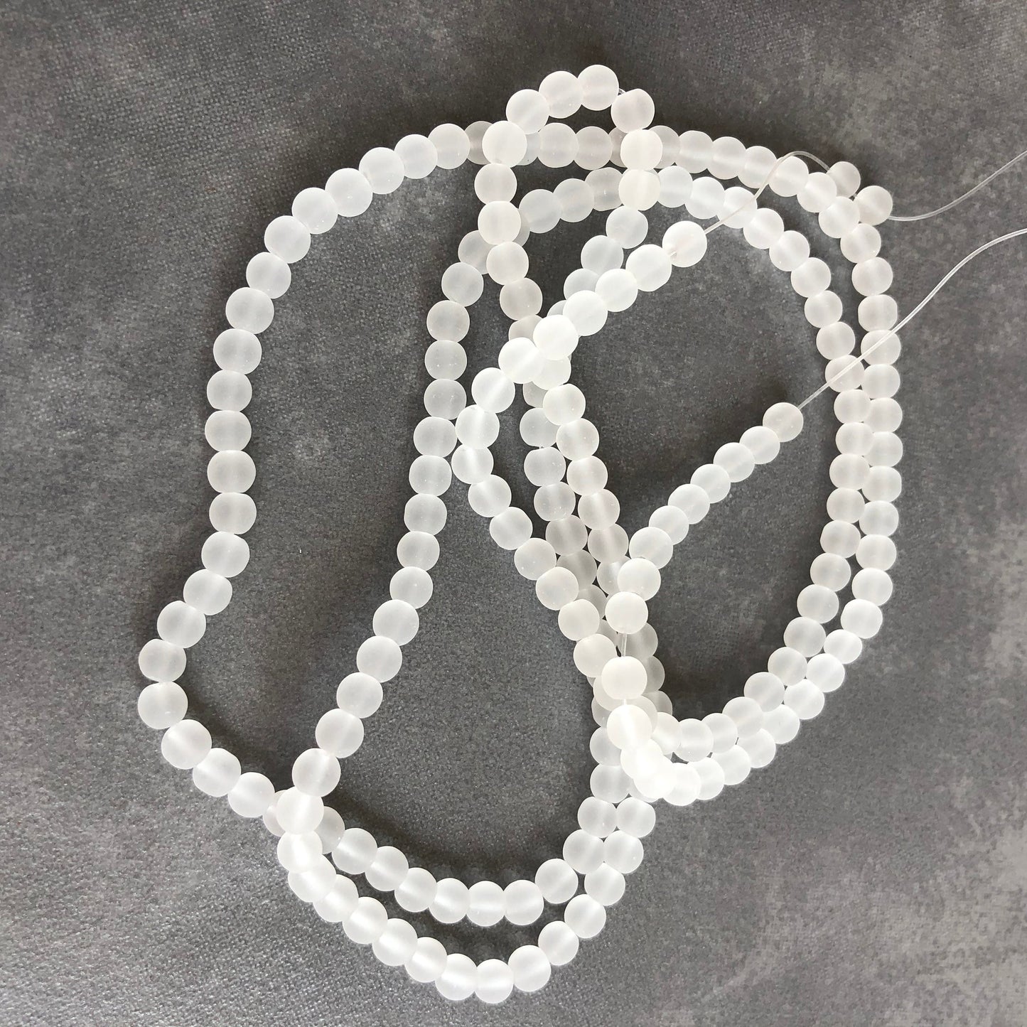 White Frosted Glass Beads 4mm Round DIY Bracelet Necklace Bead 190 Piece Strand