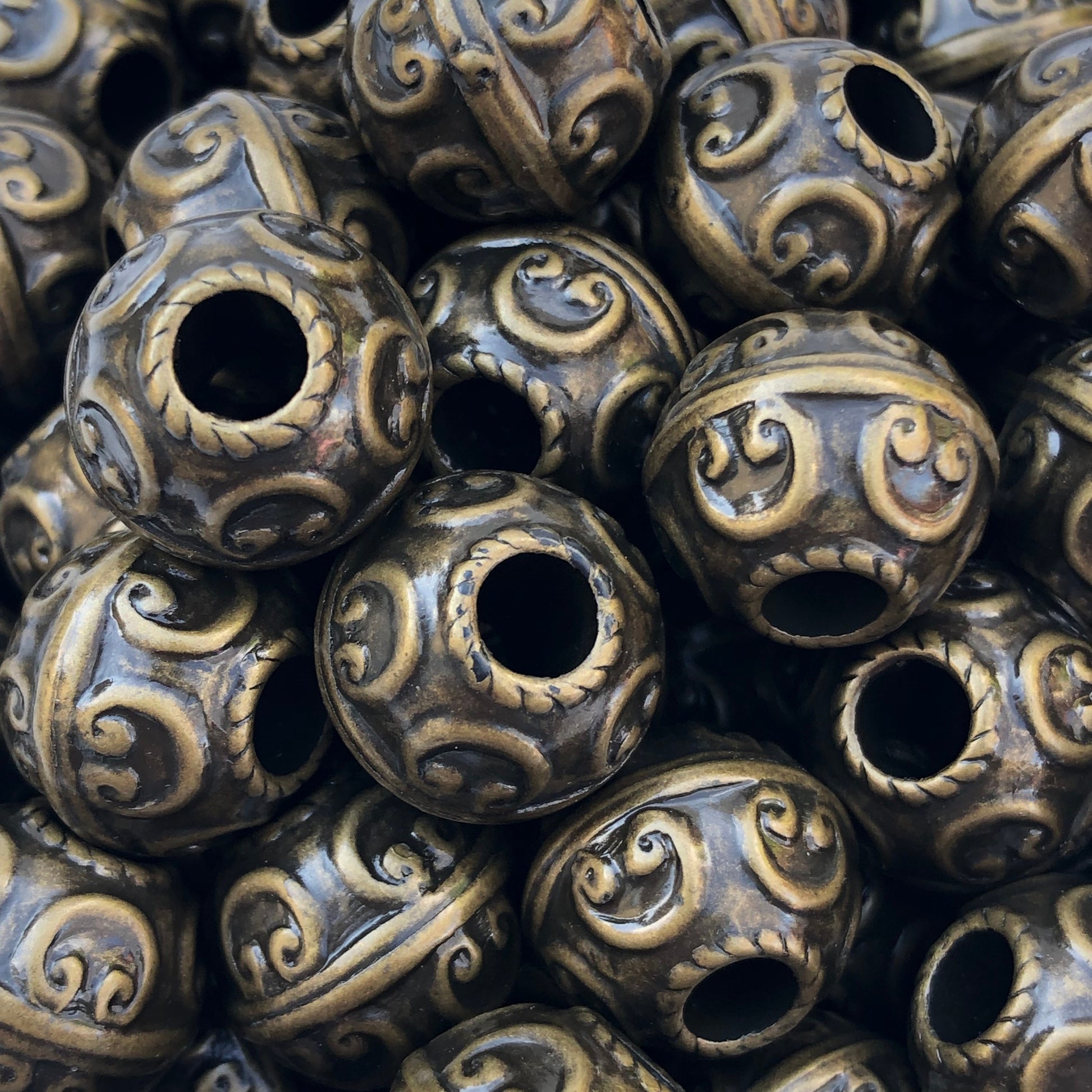 17mm Antique Bronze Macrame Beads