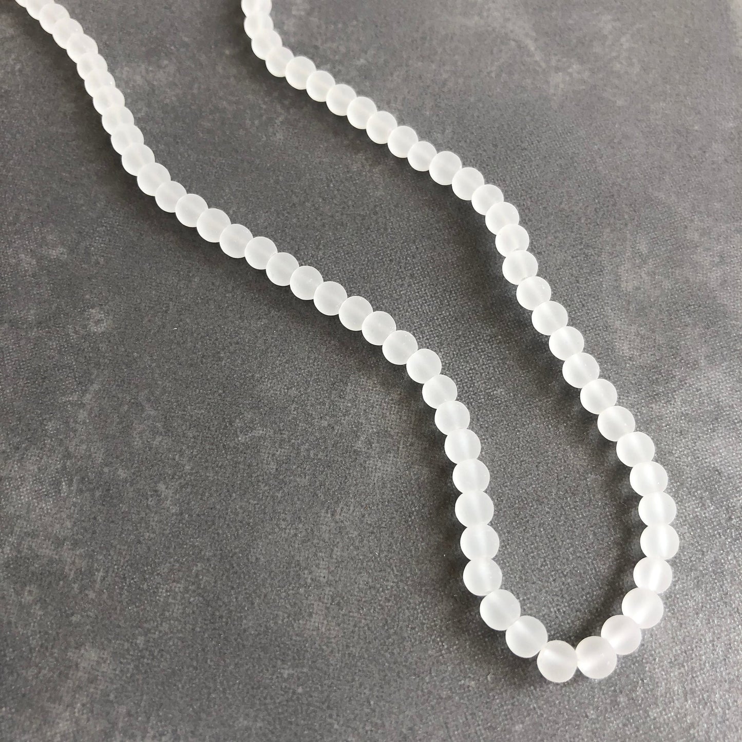 White Frosted Glass Beads 4mm Round DIY Bracelet Necklace Bead 190 Piece Strand