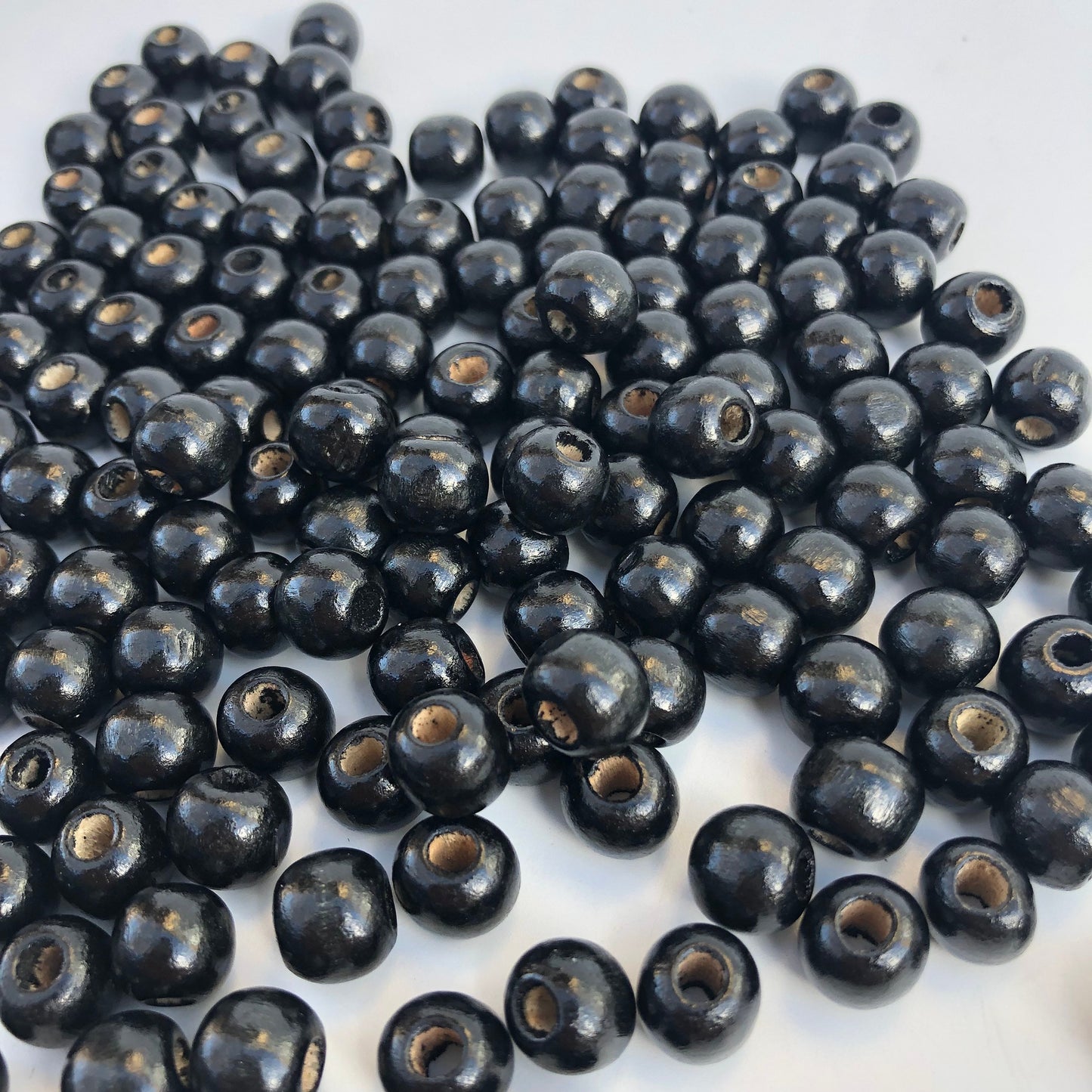 Black Wood Beads 10mm Round Necklace Bracelet Wooden Craft Bead 100 Pieces