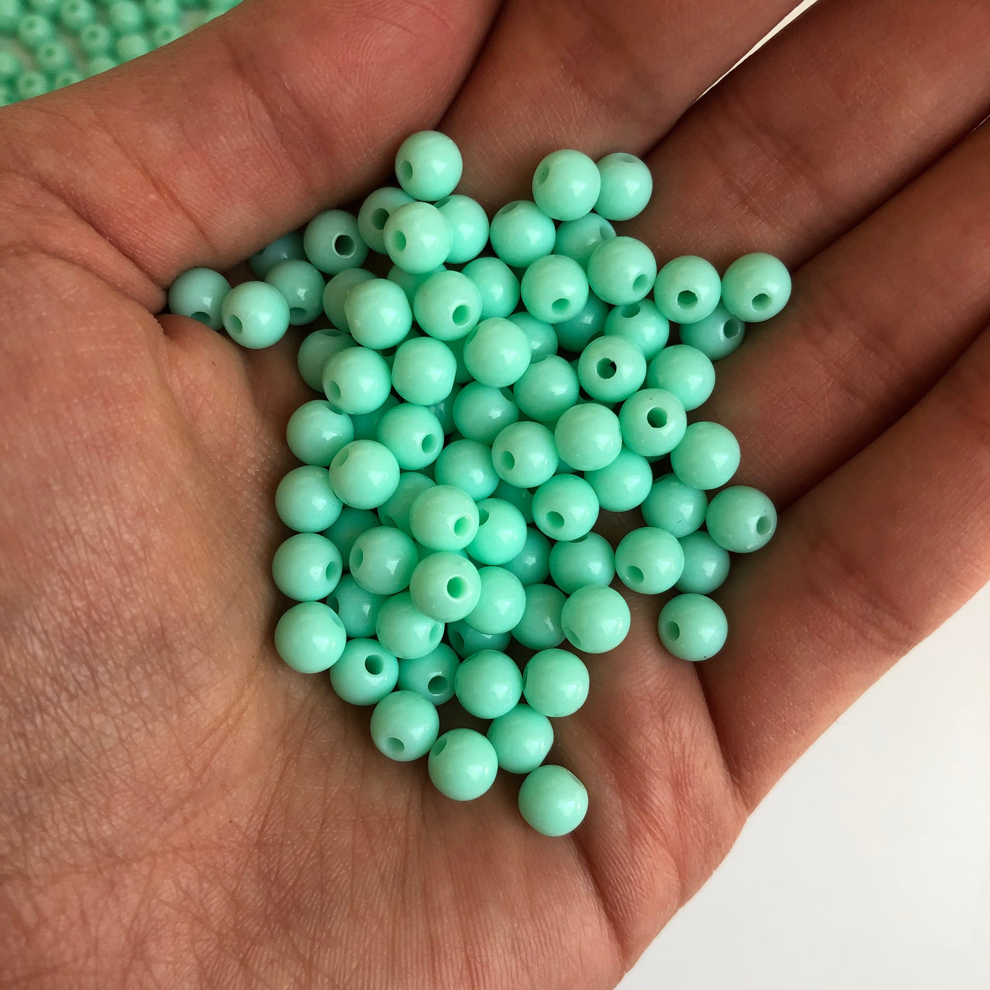 150X Mint Green Beads 