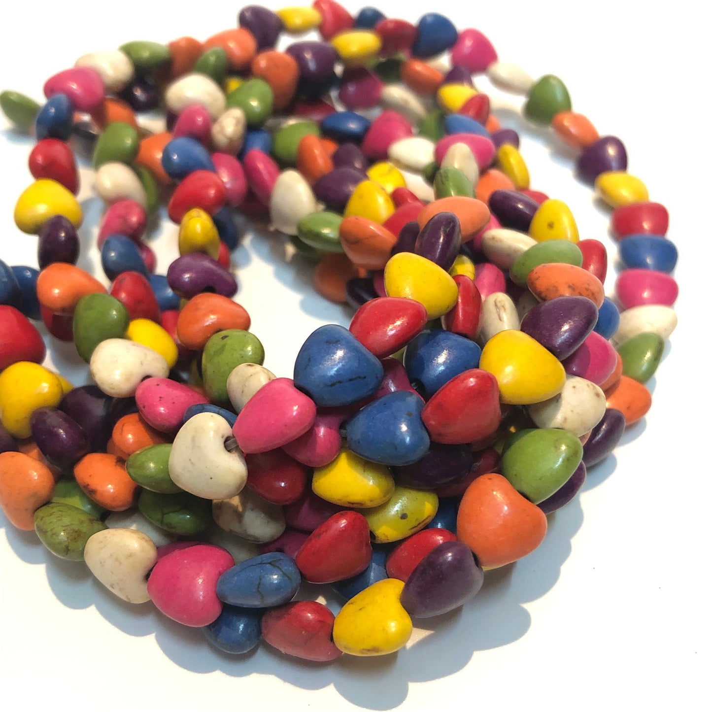 52pcs Love Heart Mixed Gemstone Beads, 8mm Antique Colour Strand Bead