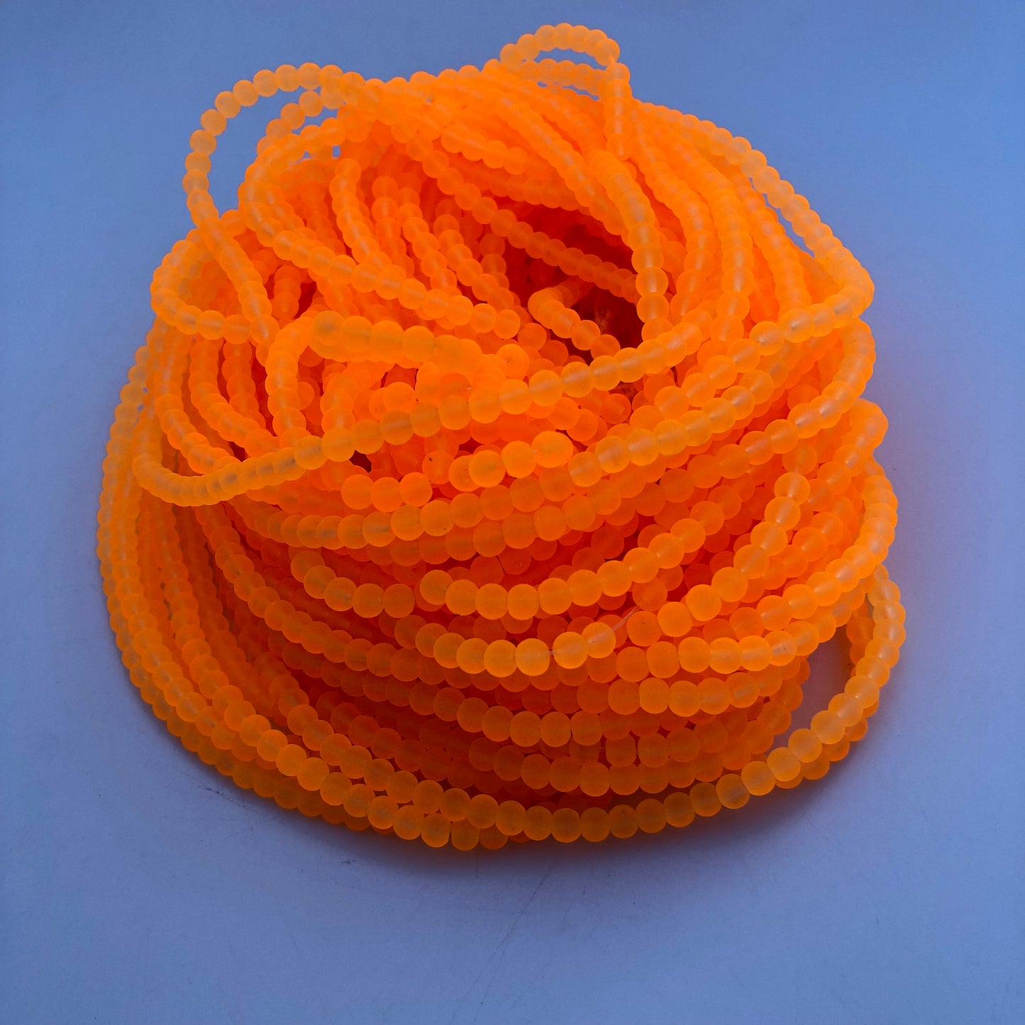 4mm Orange Fluro frosted glass beads, 190 pieces per strand, Loose jewellery making bead, Round transparent beads 75cm strand