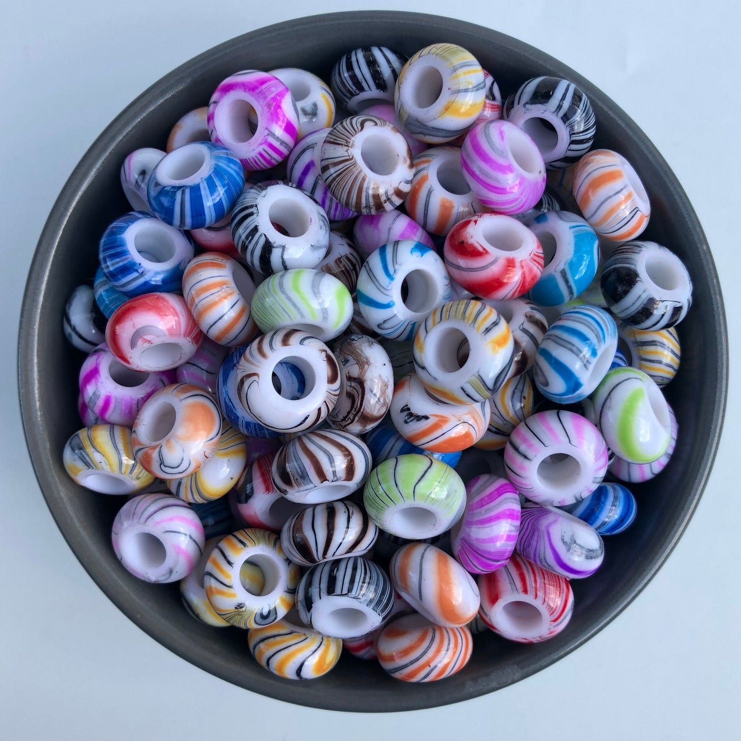 Mixed Marbled Macrame Resin Bead 14x8mm Rondelle Hydro Dip Plastic Bead 20 Pieces