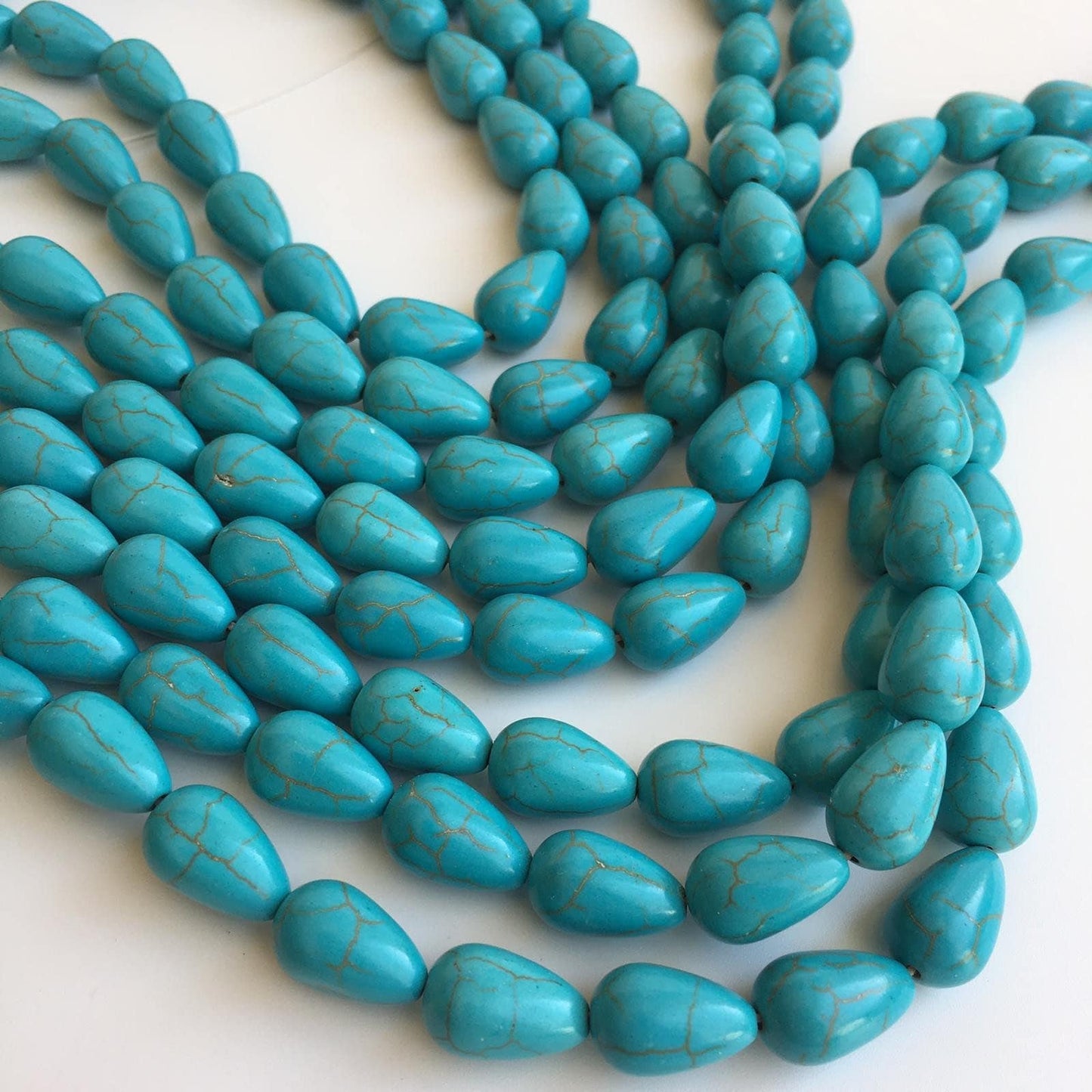 Antique Turquoise Blue Bead 11mm Teardrop Gemstone Beads Strand DIY Jewellery Craft Bead 33pcs