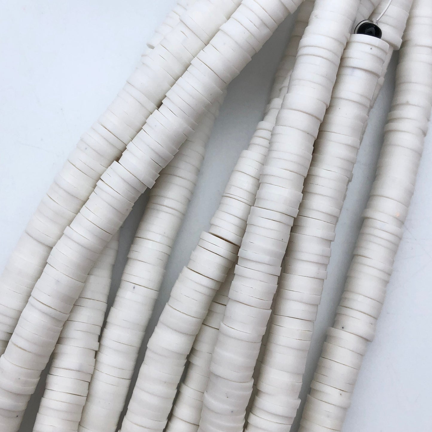 Clay Polymer Beads 6mm White Clay Disc Boho Bead Jewellery Craft Making Bead 40cm Strand