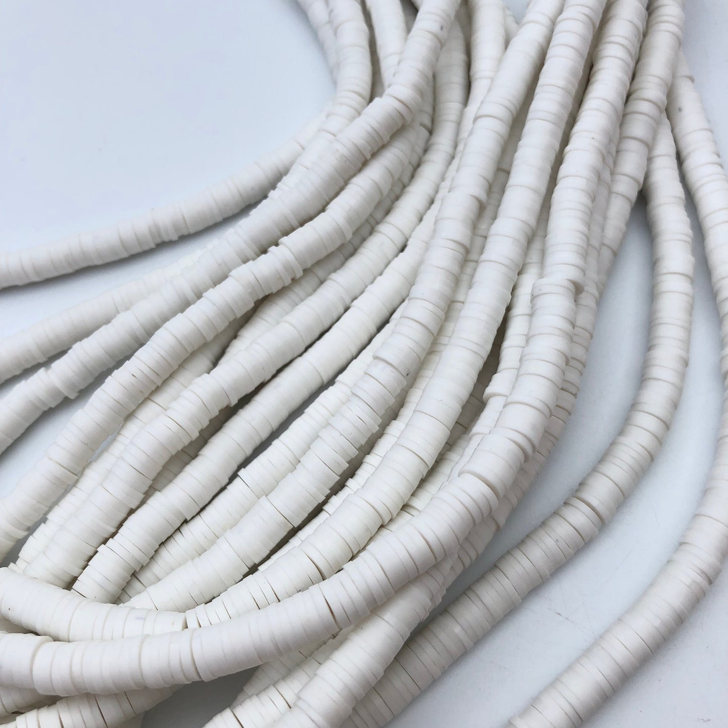 Clay Polymer Beads 6mm White Clay Disc Boho Bead Jewellery Craft Making Bead 40cm Strand