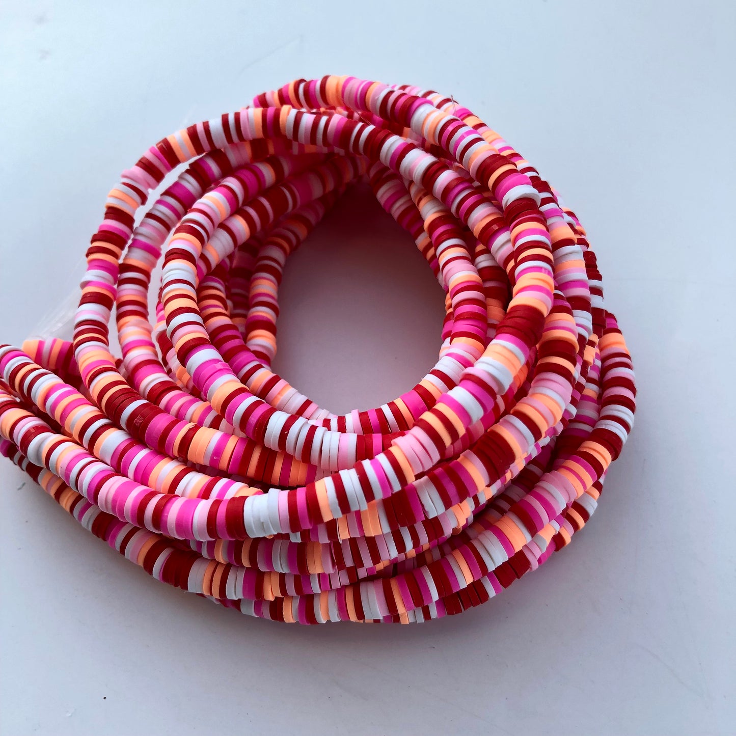 Polymer Clay Beads 6mm Mixed Round Donut Disc Bead Red Jewellery Making Beads 40cm Strand Bead