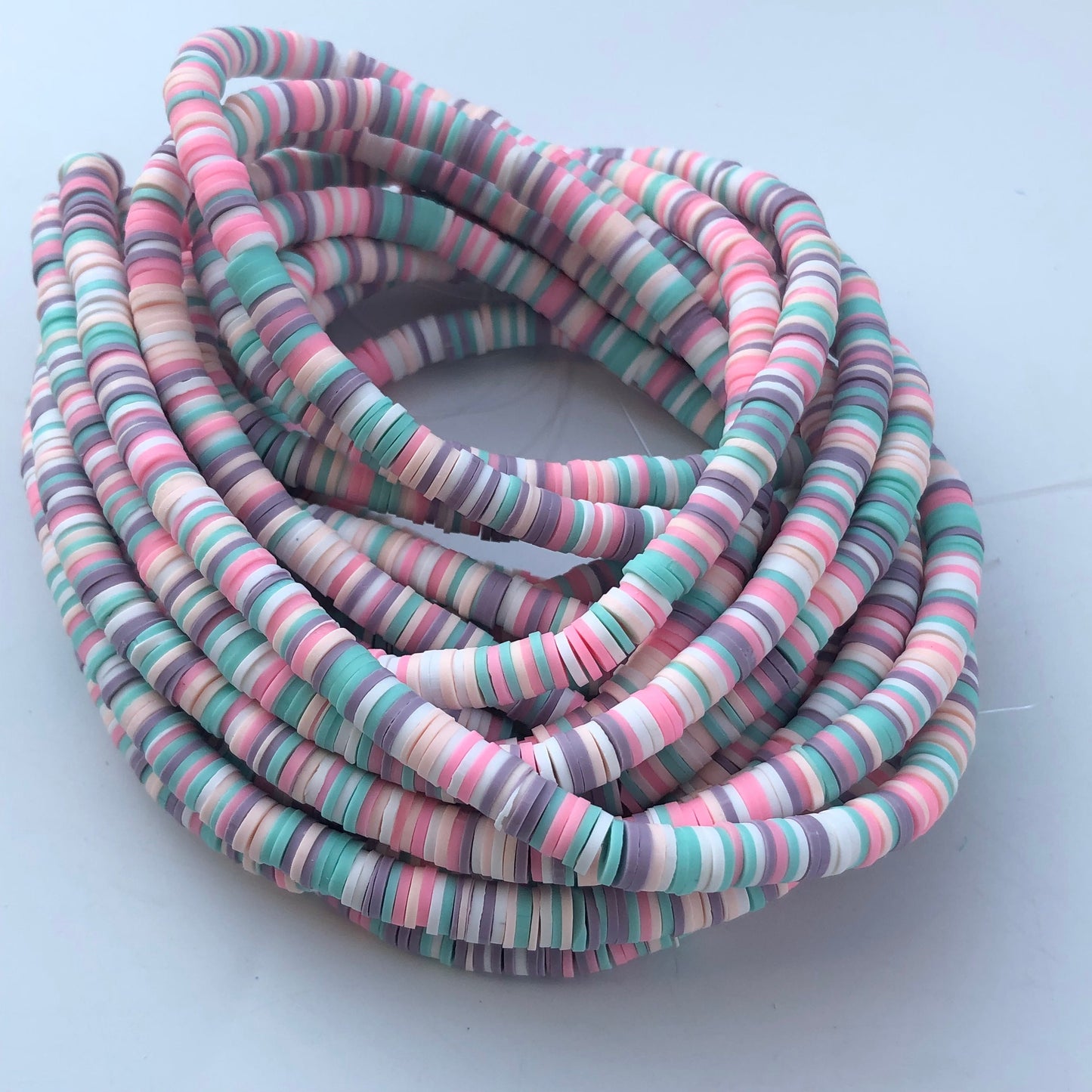 Pink Polymer Clay Beads 6mm Mixed Round Donut Disc Bead Purple Jewellery Making Beads 40cm Green Strand Bead