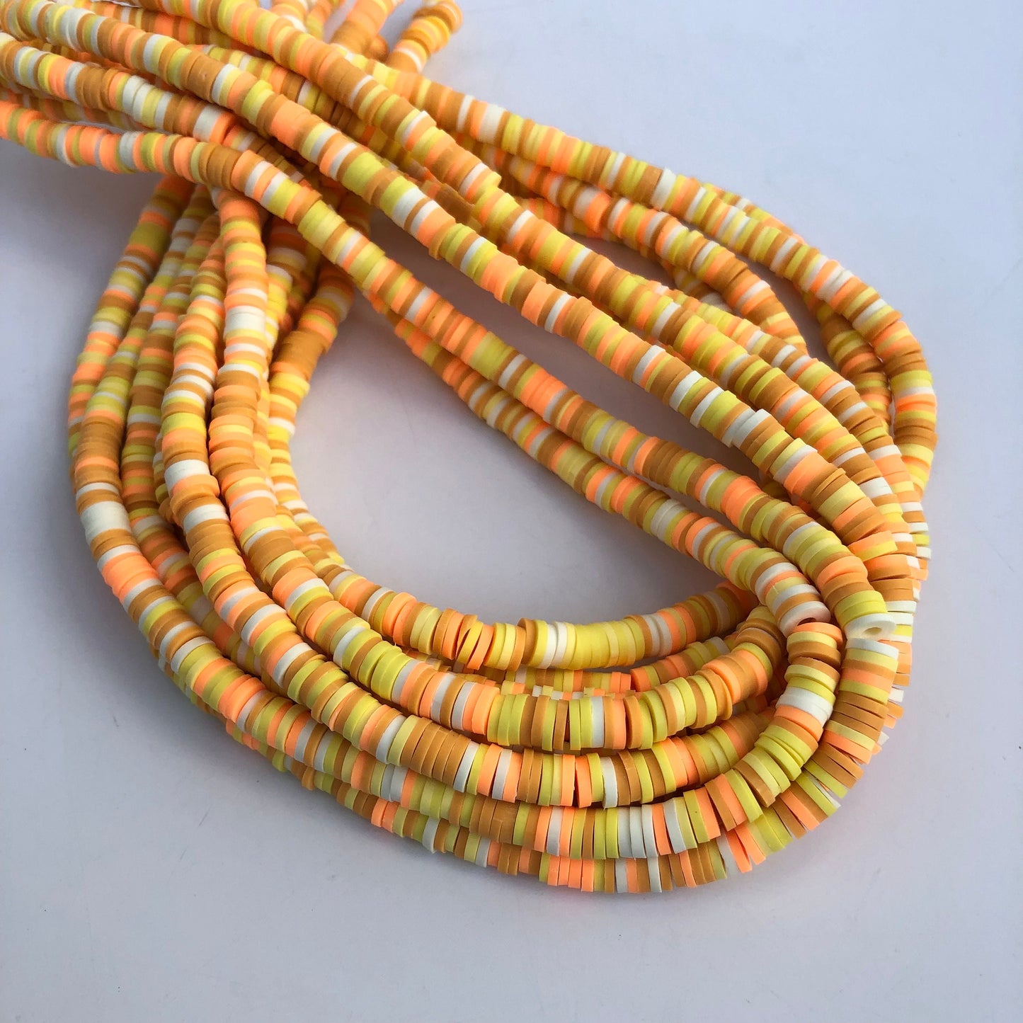 Polymer Clay Beads 6mm Mixed Round Donut Disc Bead Orange Jewellery Making Beads Yellow 40cm Strand Bead