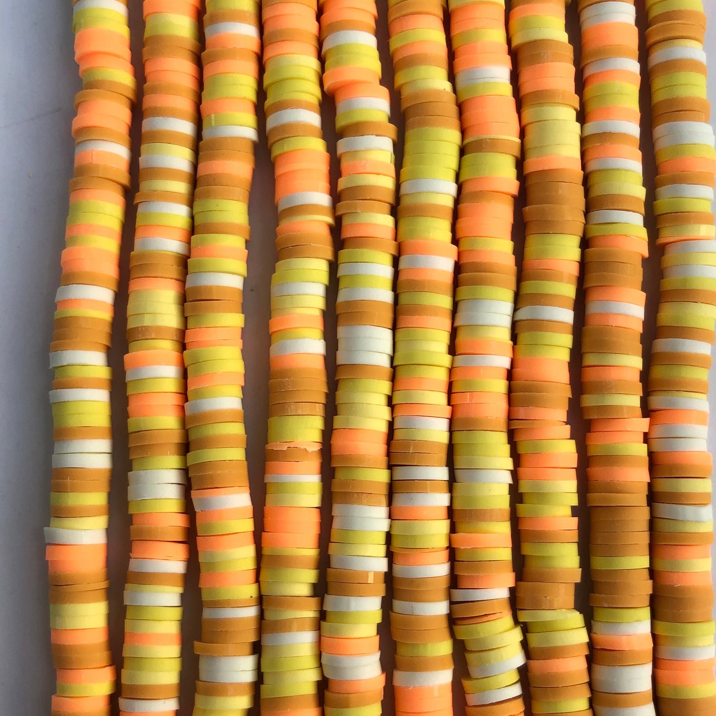 Polymer Clay Beads 6mm Mixed Round Donut Disc Bead Orange Jewellery Making Beads Yellow 40cm Strand Bead