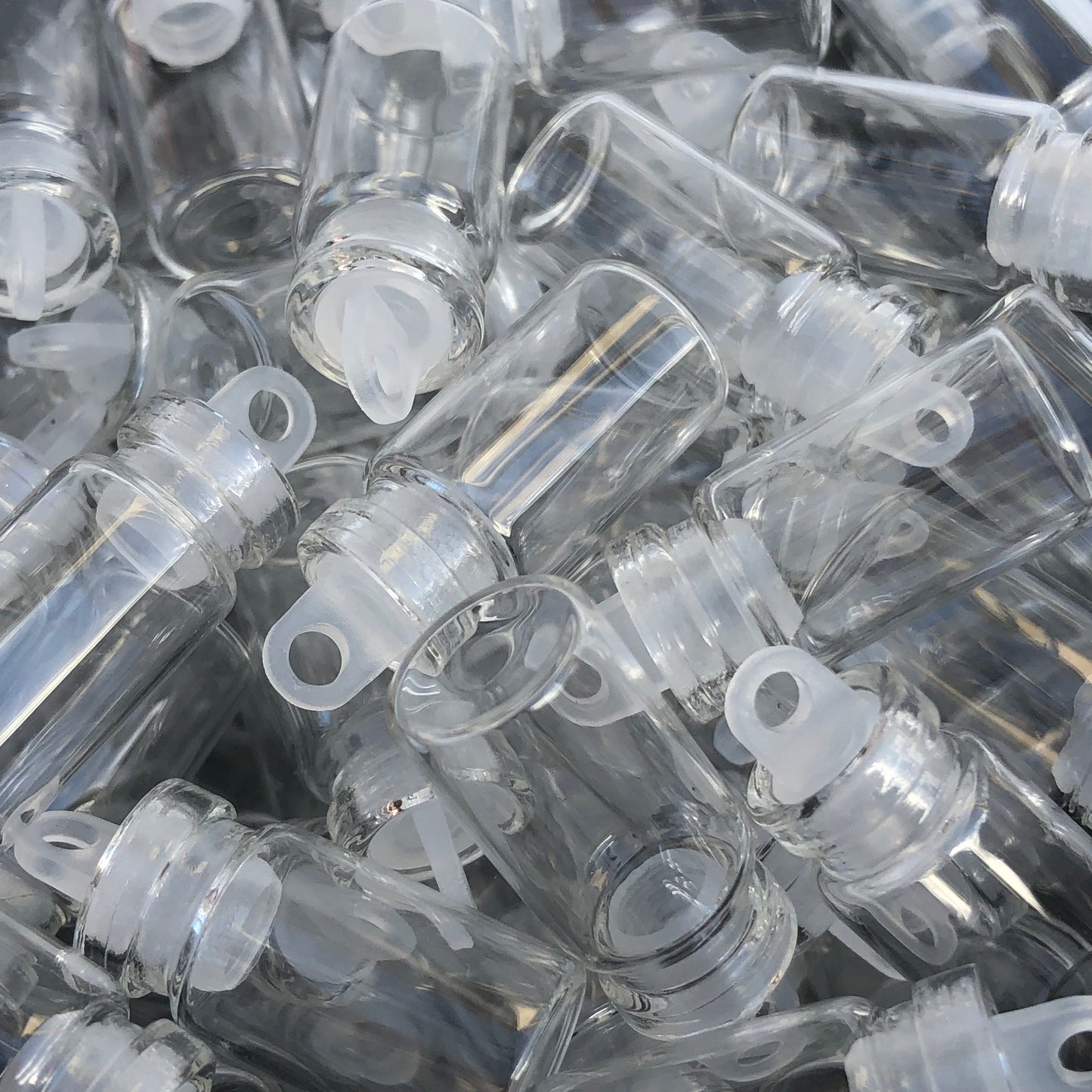 Glass Jar Clear Vial 1.5ml Mini Stopper Plug Jars 10pcs Hanging Vials Seed Bead Container Wishing Bottles