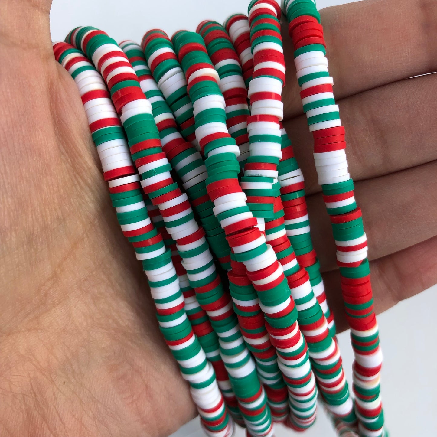 Polymer Clay Beads 6mm Mixed Round Donut Disc Bead Red Jewellery Making Beads 40cm Green Strand Bead