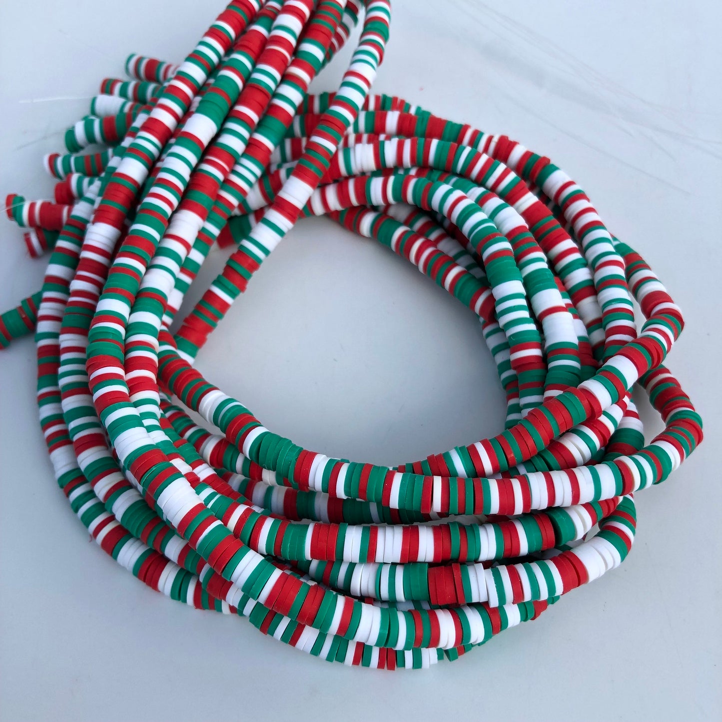 Polymer Clay Beads 6mm Mixed Round Donut Disc Bead Red Jewellery Making Beads 40cm Green Strand Bead