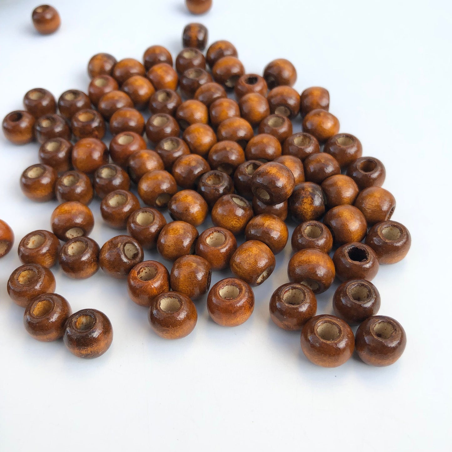 Macrame Beads Honey Brown 10mm Round Wood Bead for Macrame Craft Beads 4mm Hole 50pcs