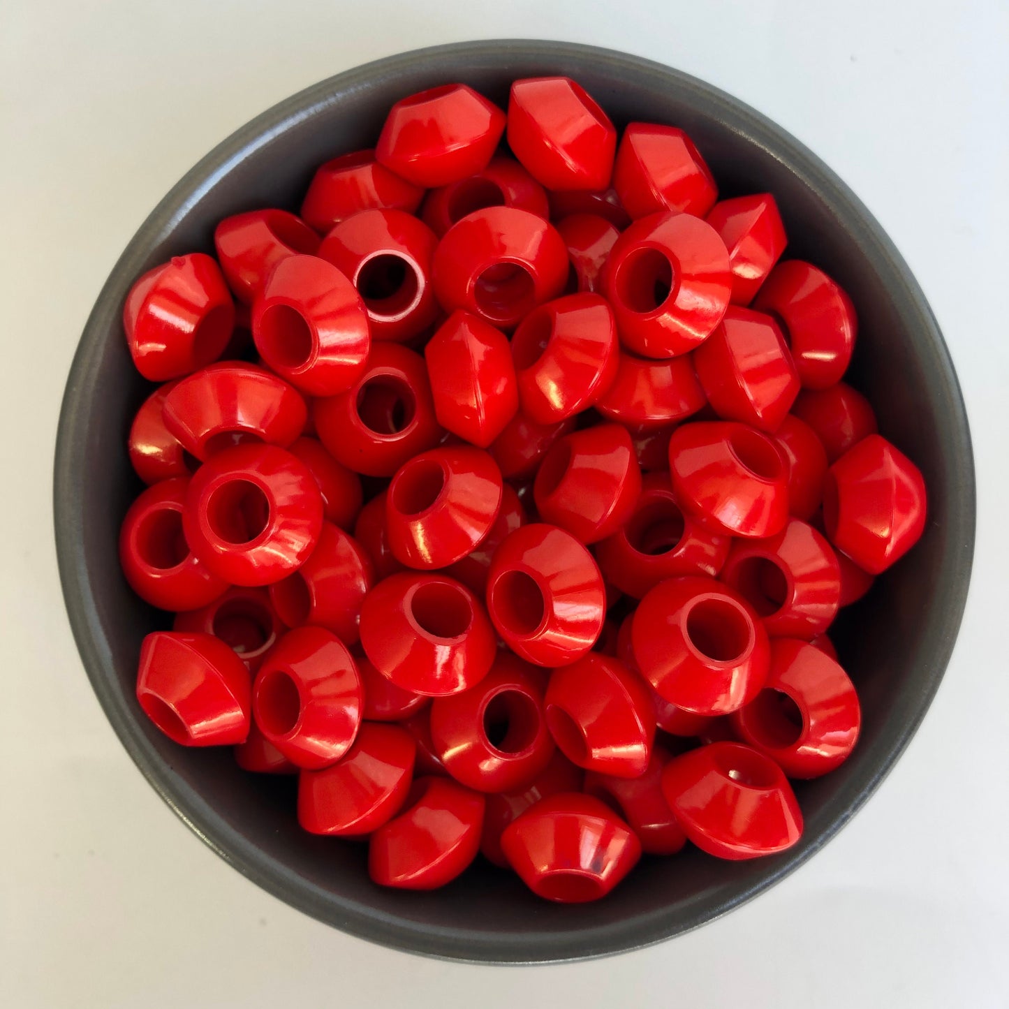 25X Red Macrame Beads 16x10mm Bicone Plastic Resin Bead 6.5mm Threading hole