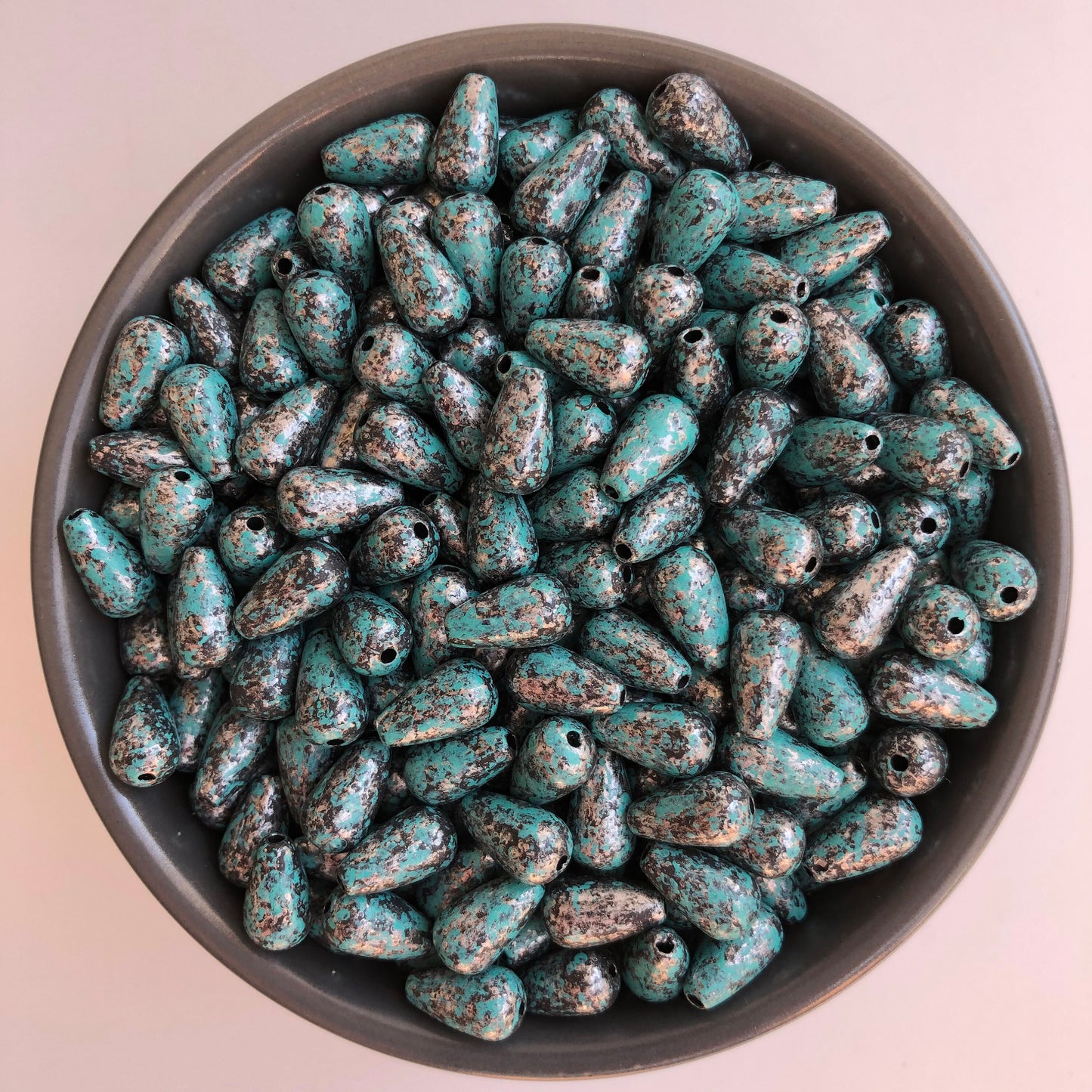 25X Antique Silver Turquoise Beads 12x7mm Teardrop Acrylic Plastic Craft Bead