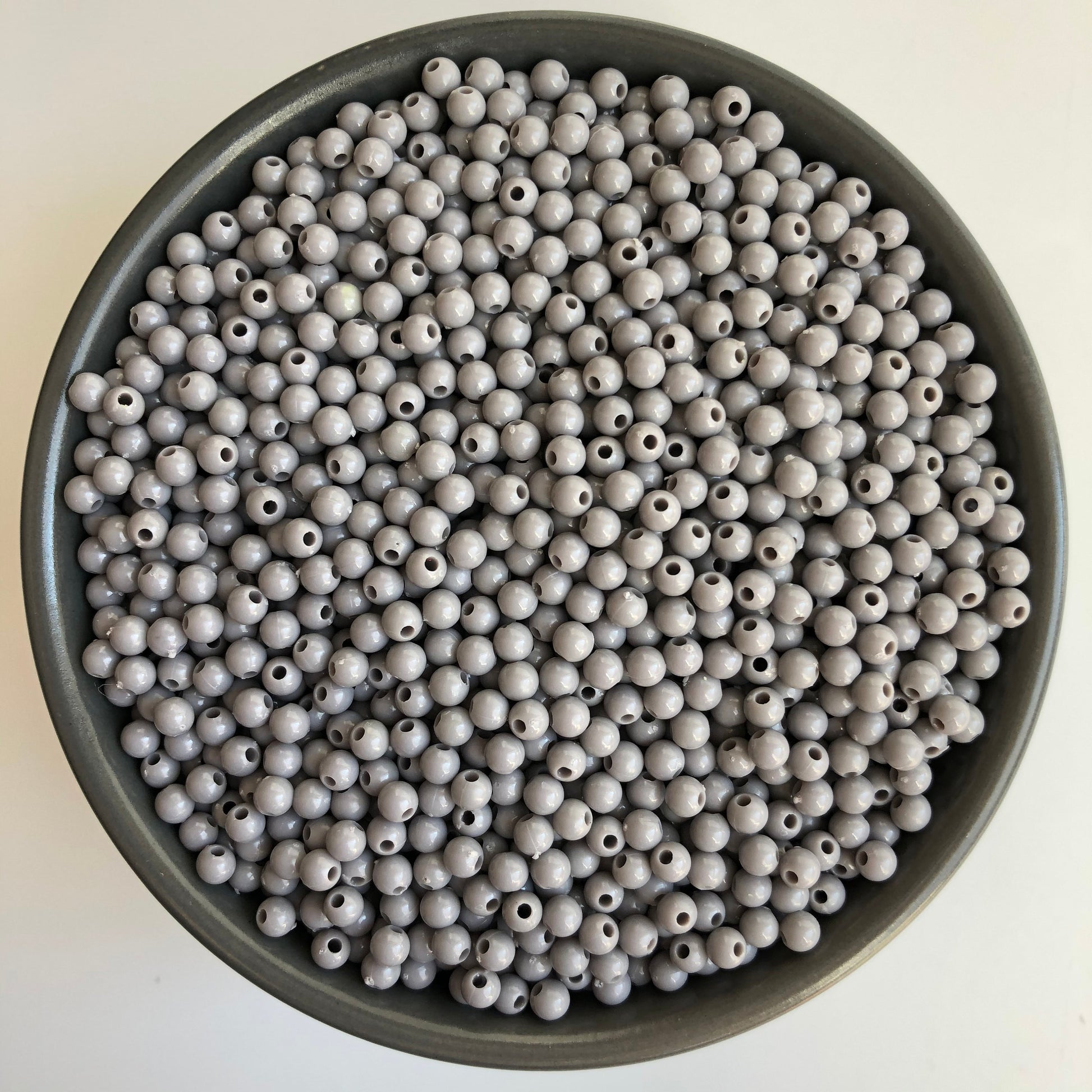 4mm Round Grey Beads 