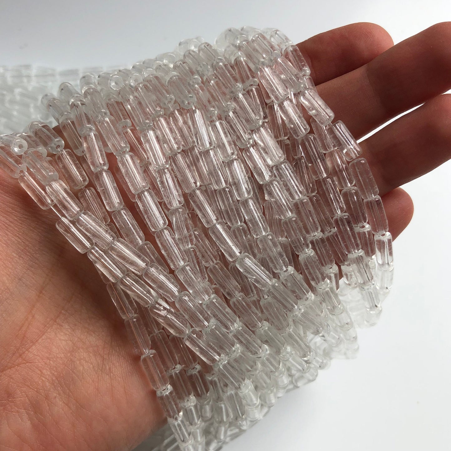 32X Clear Glass Beads 10x4mm Tube Bead DIY Jewellery Making Craft