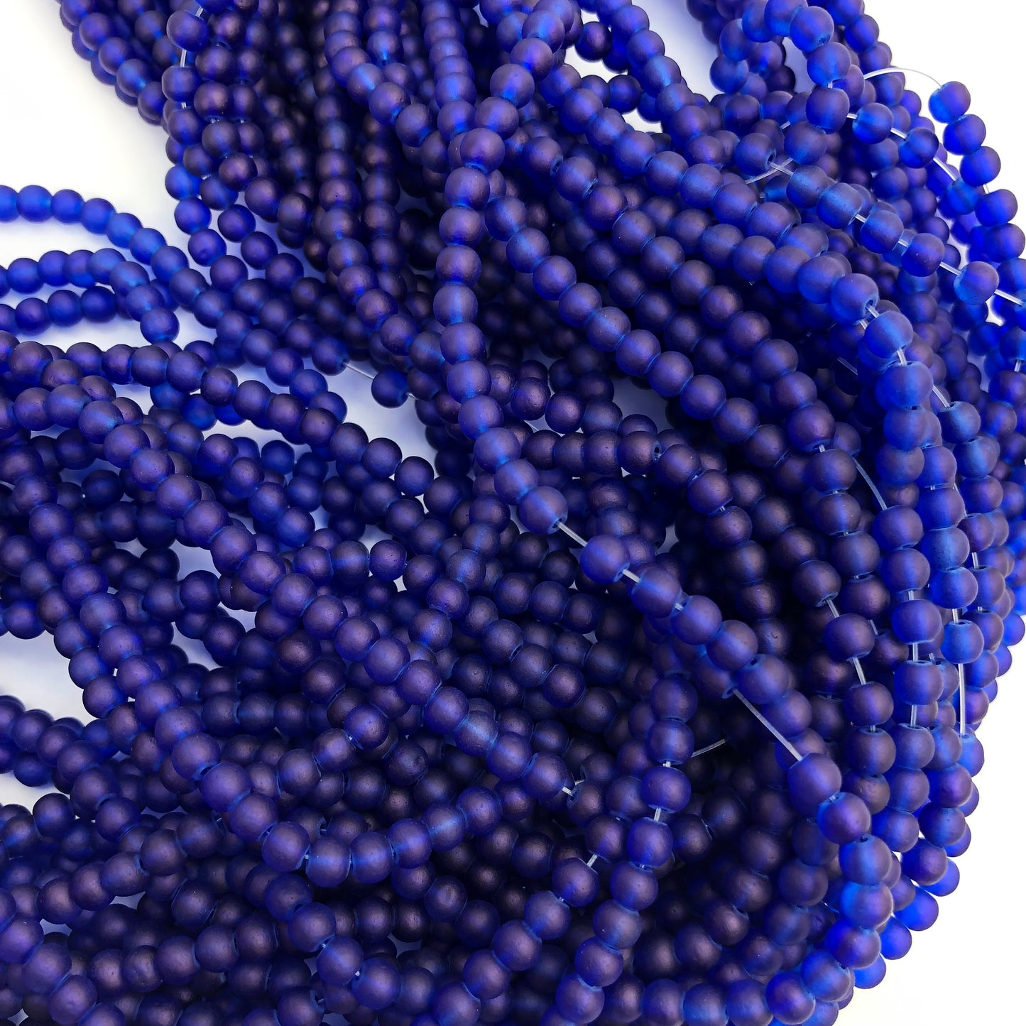 Electro Blue Frosted Glass Beads