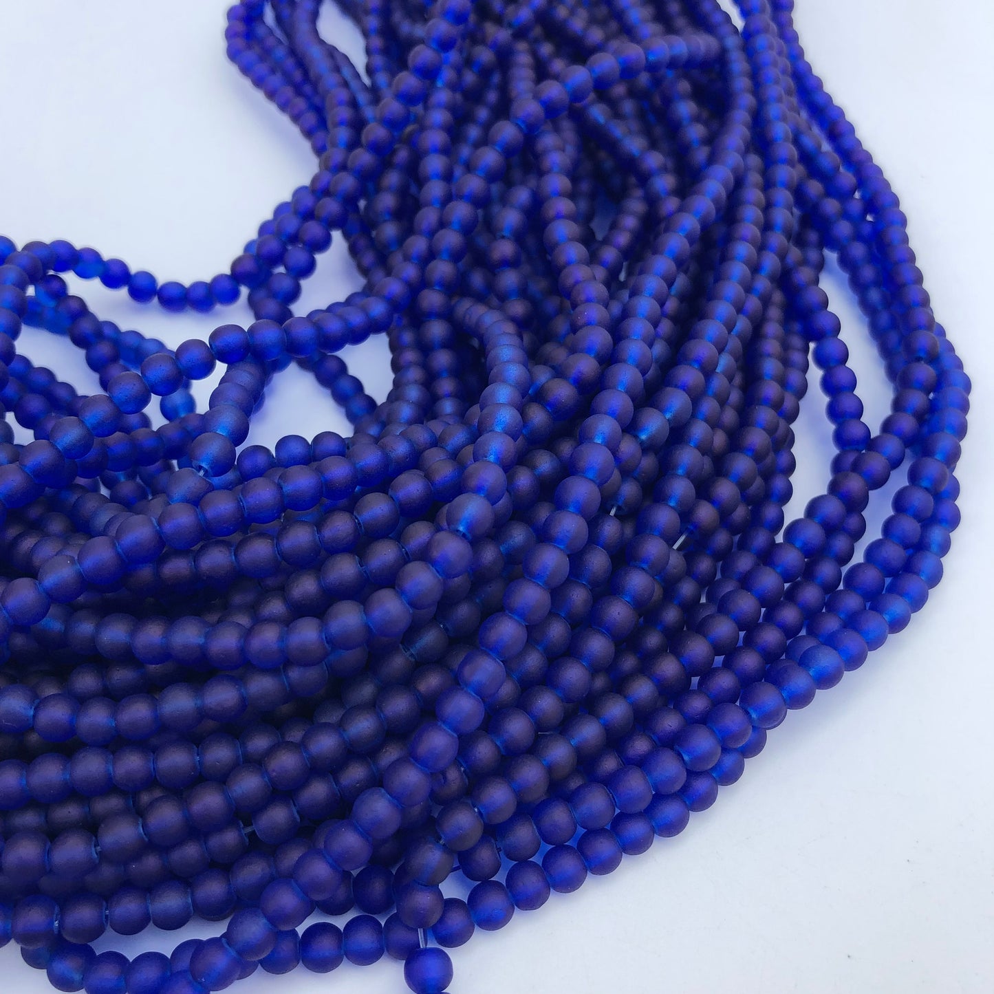 Electro Blue Frosted Glass Beads