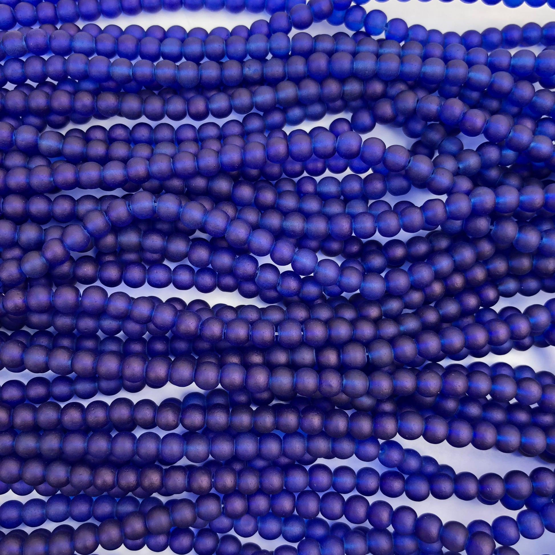 Electro Blue Frosted Glass Beads