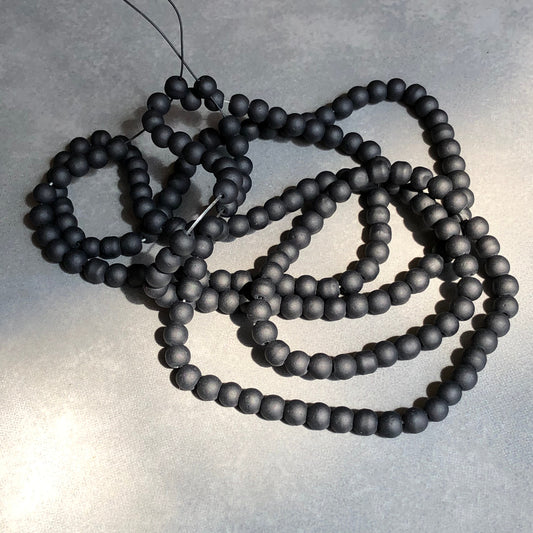 Bead Glass Black Frosted Beads 4mm for Necklace Making Round Bead for DIY Earing Craft Bead for Bracelet Making 75cm Strand