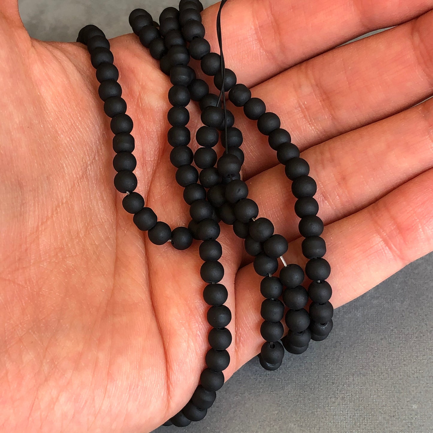 Bead Glass Black Frosted Beads 4mm for Necklace Making Round Bead for DIY Earing Craft Bead for Bracelet Making 75cm Strand