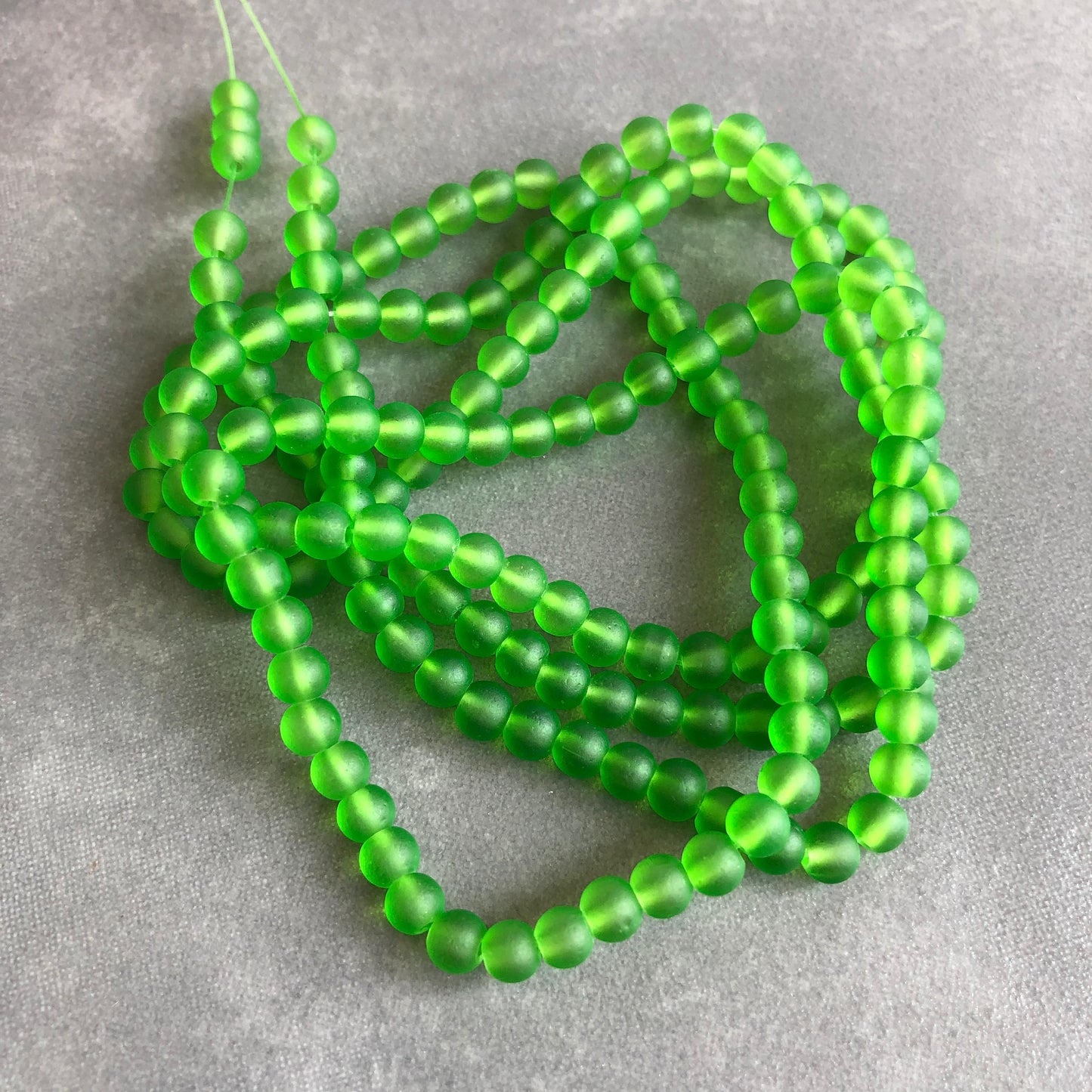 Bead Glass Green Frosted Beads 4mm for Necklace Making Round Bead for DIY Earing Craft Bead for Bracelet Making 75cm Strand