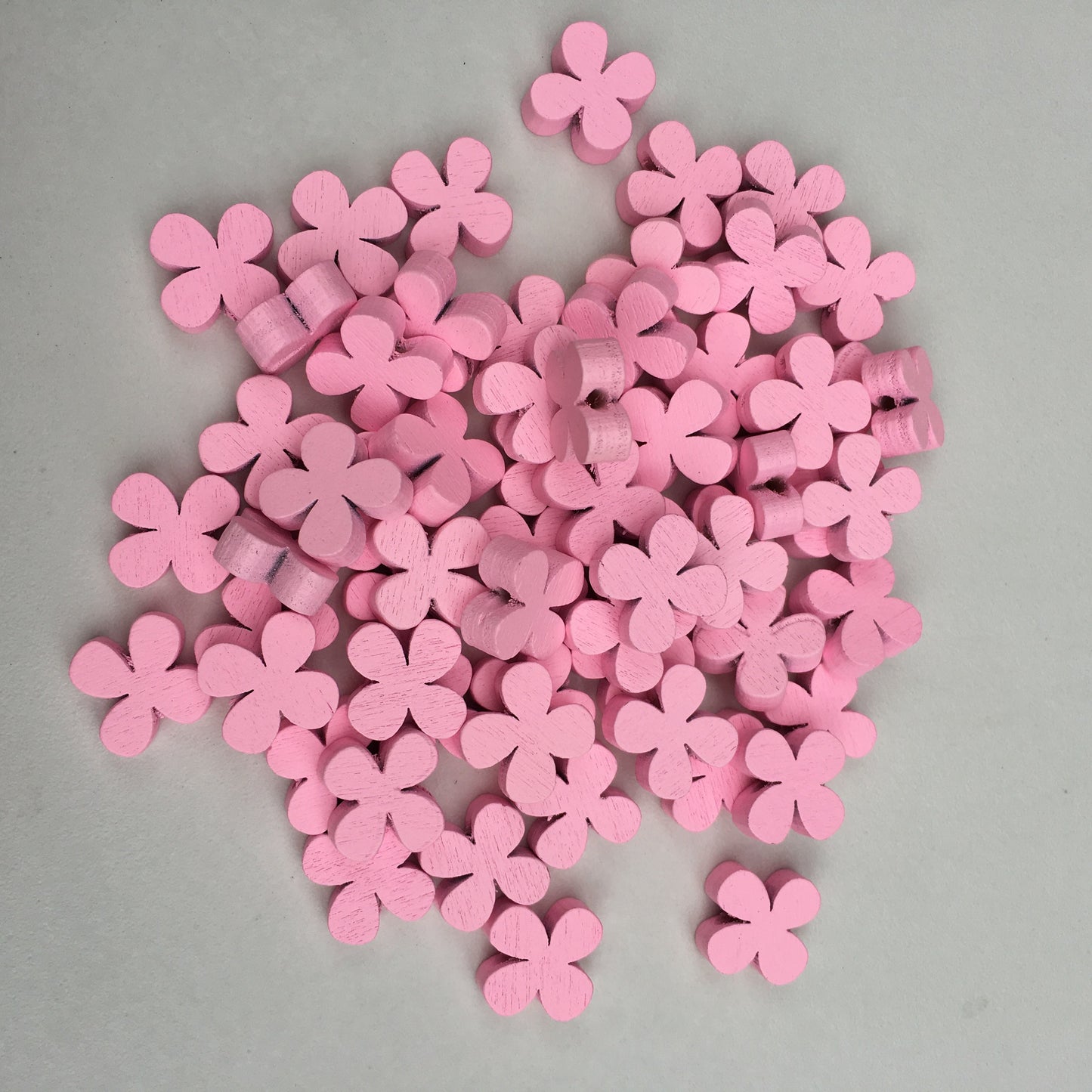 Flower Beads Pink Floral Wood Bead 12mm Pink Craft Bead DIY Kids Craft Project Jewellery 25pcs