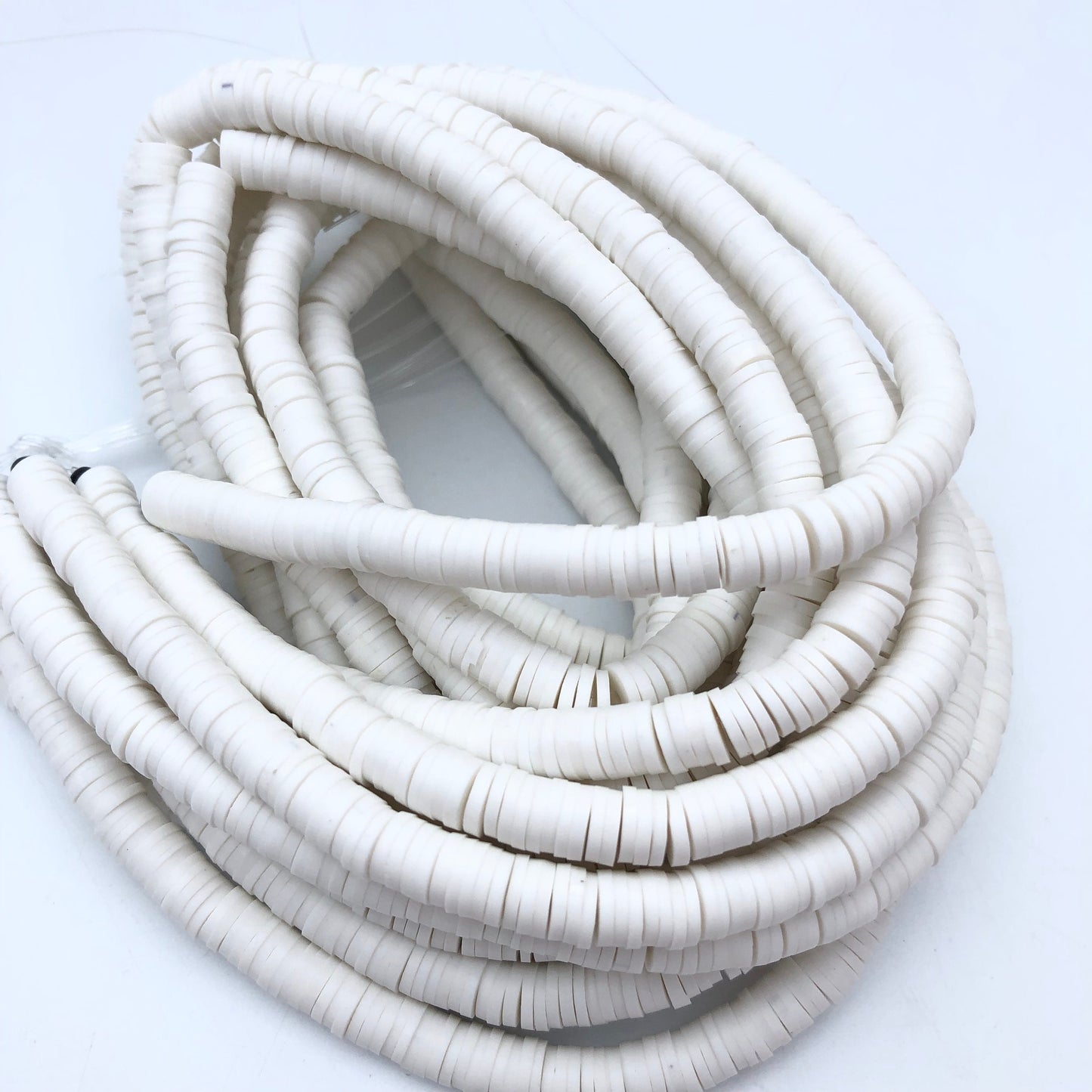 Clay Polymer Beads 6mm White Clay Disc Boho Bead Jewellery Craft Making Bead 40cm Strand