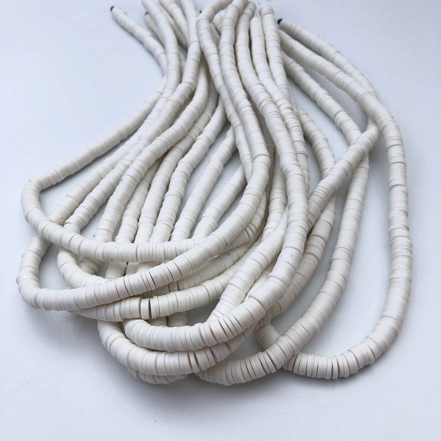 Clay Polymer Beads 6mm White Clay Disc Boho Bead Jewellery Craft Making Bead 40cm Strand