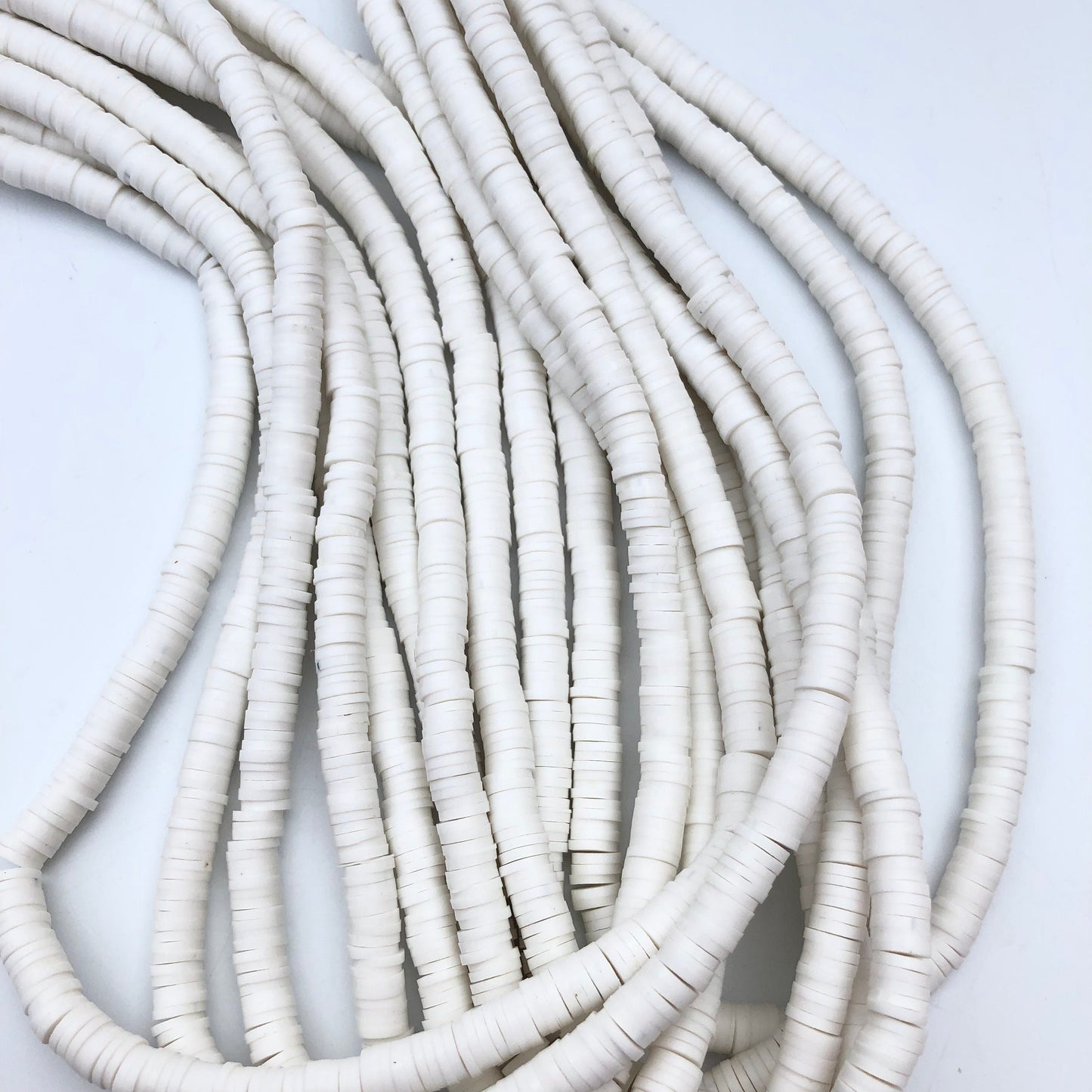 Clay Polymer Beads 6mm White Clay Disc Boho Bead Jewellery Craft Making Bead 40cm Strand