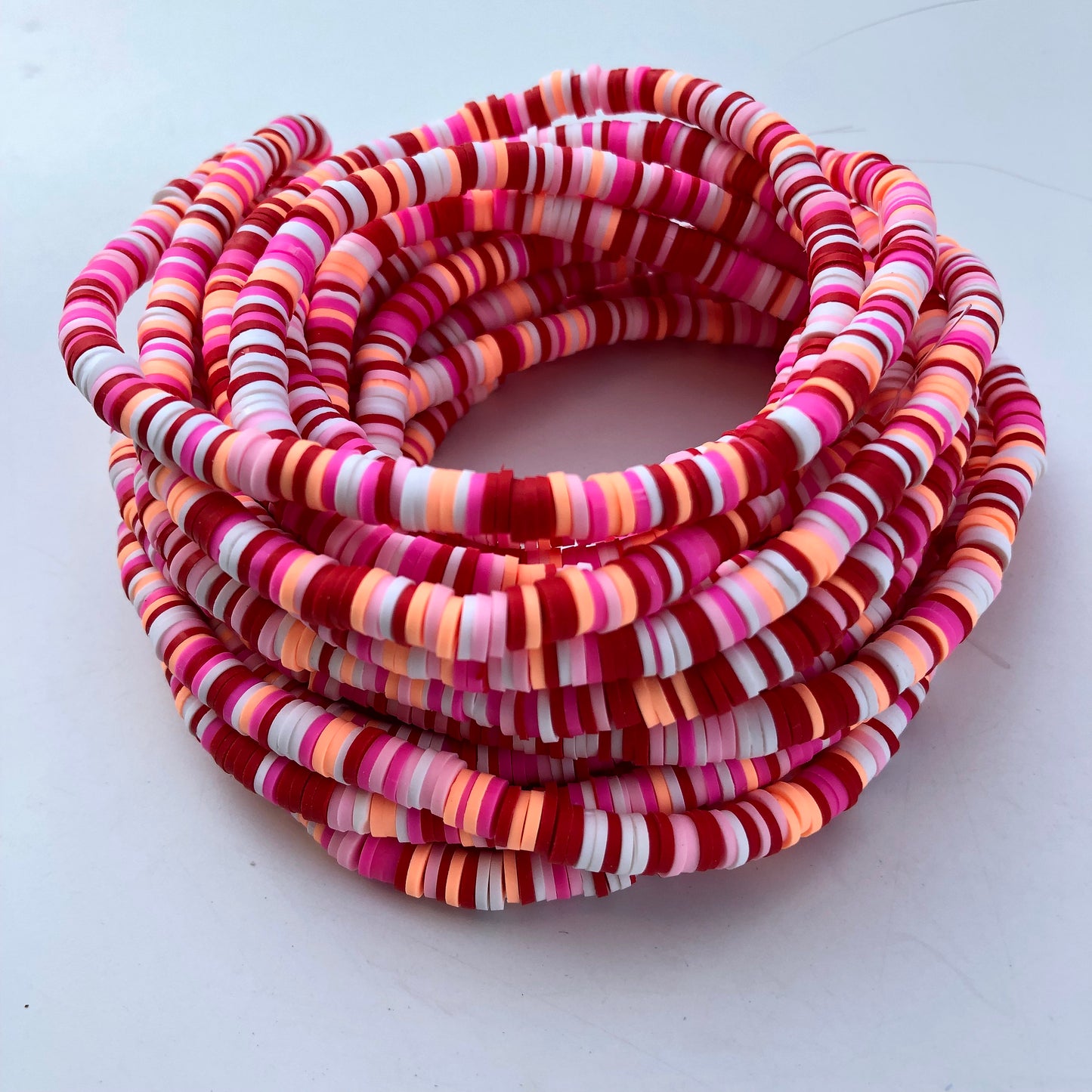 Polymer Clay Beads 6mm Mixed Round Donut Disc Bead Red Jewellery Making Beads 40cm Strand Bead