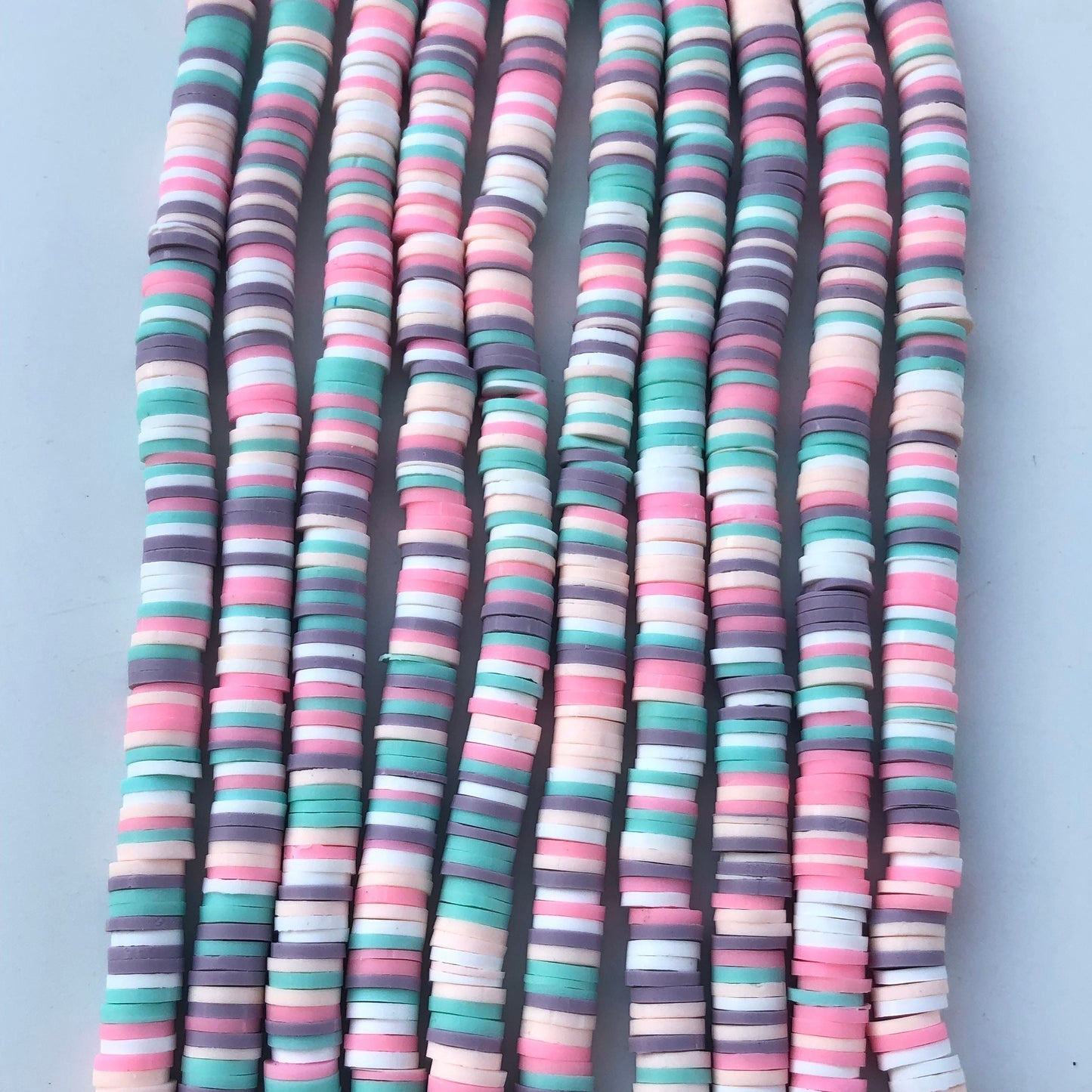 Pink Polymer Clay Beads 6mm Mixed Round Donut Disc Bead Purple Jewellery Making Beads 40cm Green Strand Bead