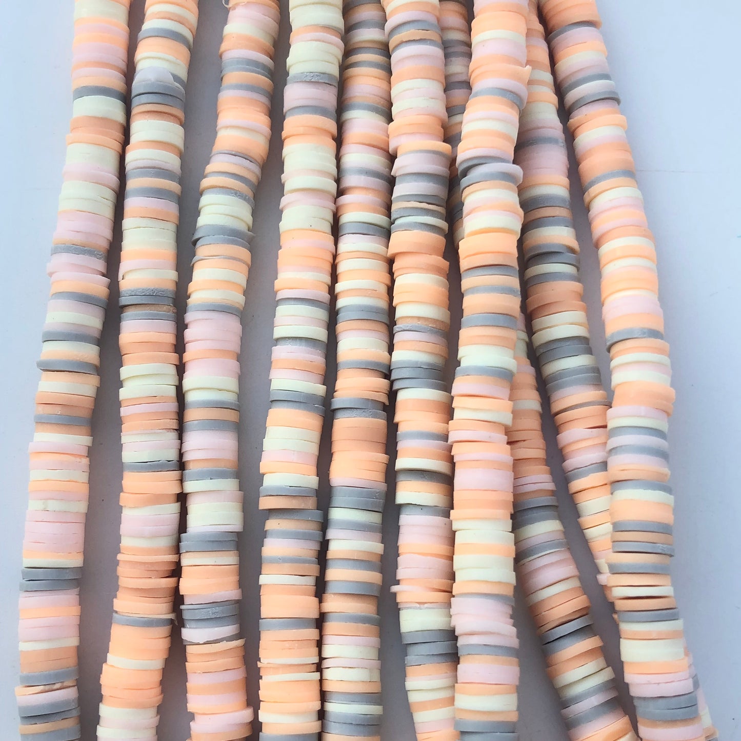 Polymer Clay Beads 6mm Mixed Tan Grey Round Donut Disc Bead Beige Jewellery Making Beads 40cm Strand Bead