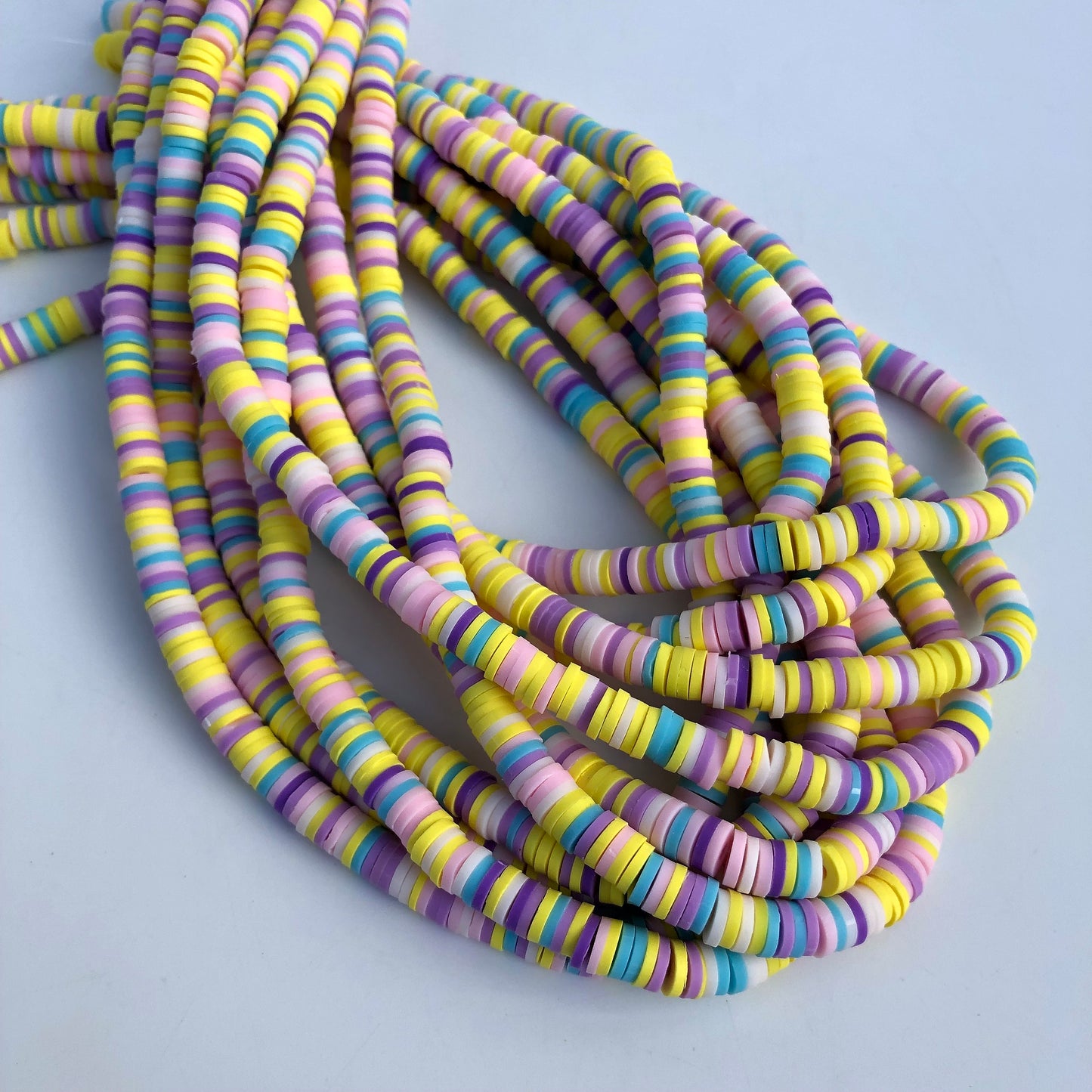 Polymer Clay Beads 6mm Mixed Round Donut Disc Bead Yellow Jewellery Making Beads 40cm Strand Bead