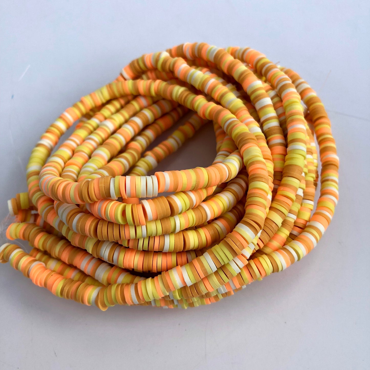 Polymer Clay Beads 6mm Mixed Round Donut Disc Bead Orange Jewellery Making Beads Yellow 40cm Strand Bead