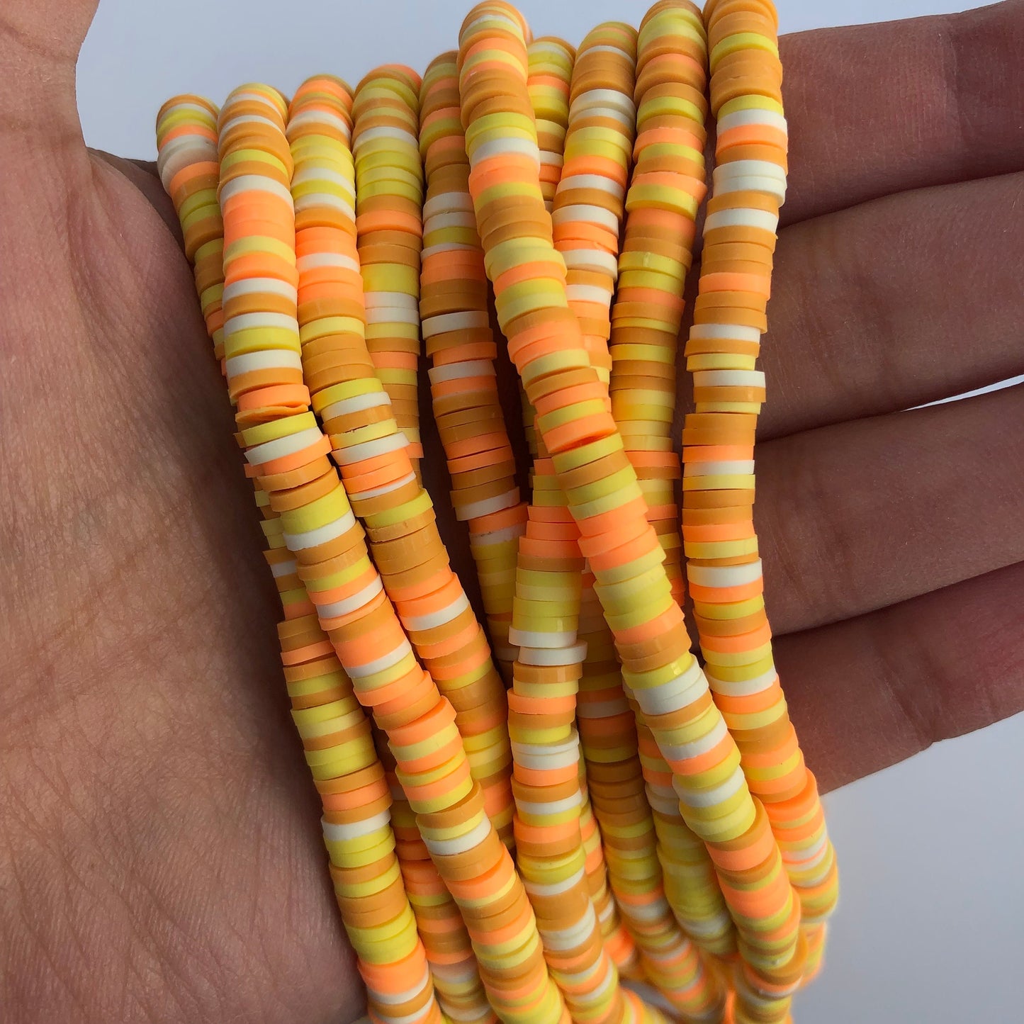 Polymer Clay Beads 6mm Mixed Round Donut Disc Bead Orange Jewellery Making Beads Yellow 40cm Strand Bead