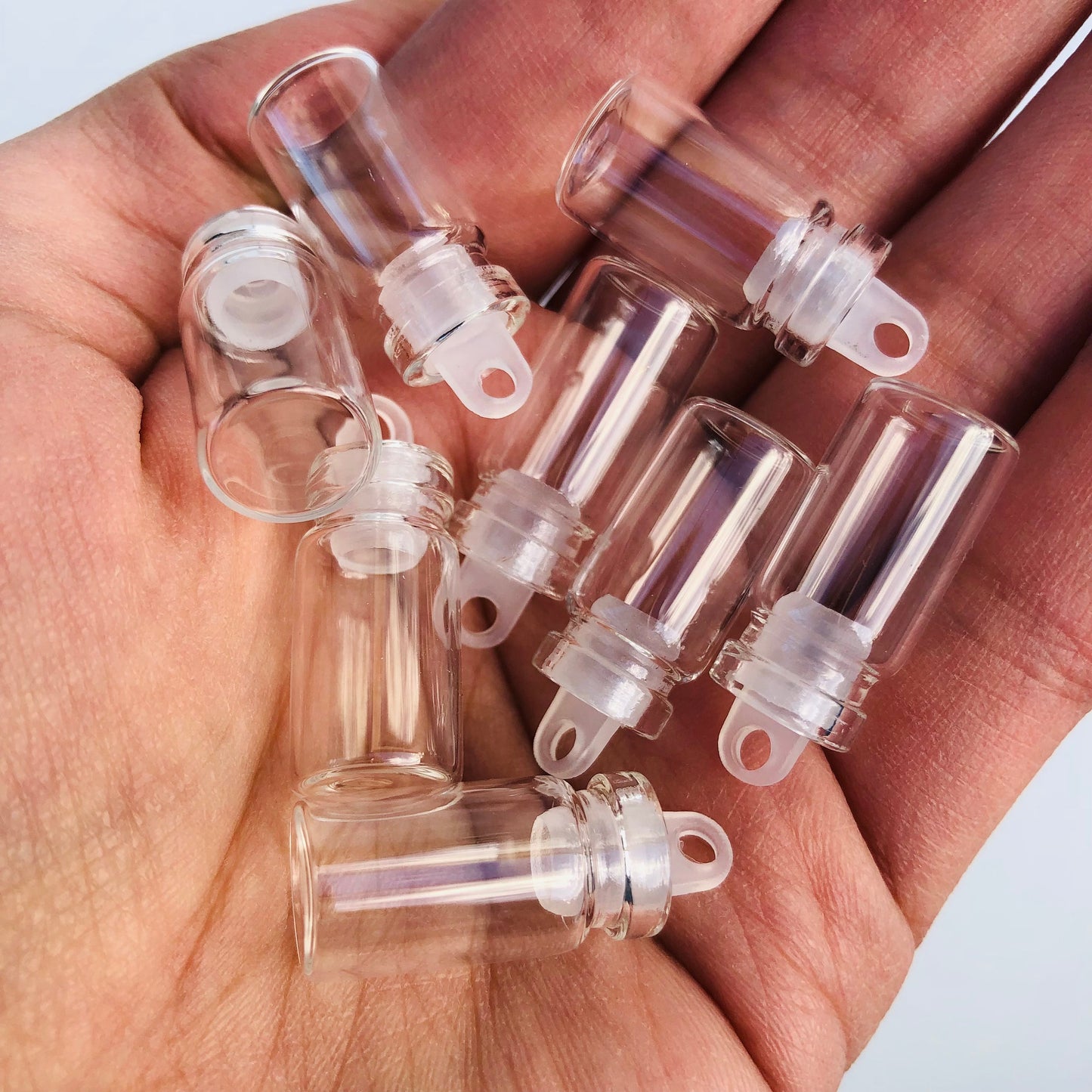 Glass Jar Clear Vial 1.5ml Mini Stopper Plug Jars 10pcs Hanging Vials Seed Bead Container Wishing Bottles