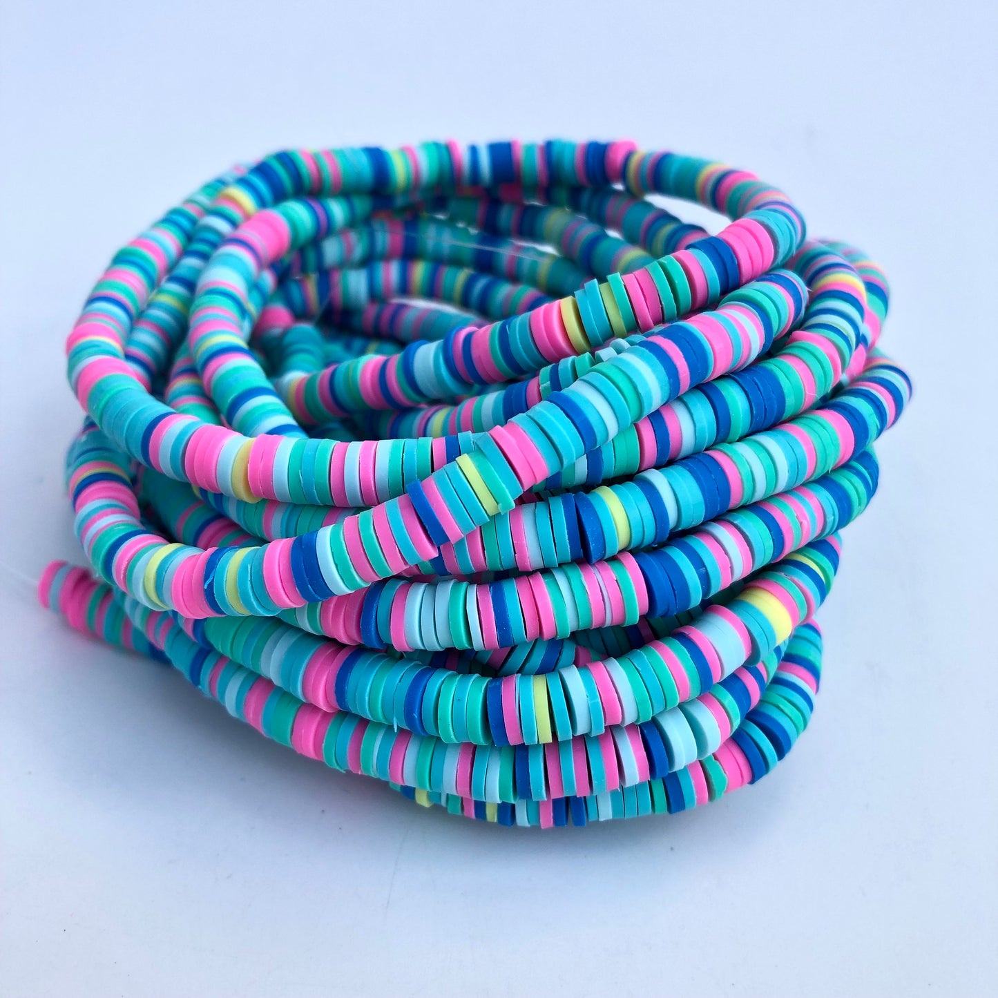 Polymer Clay Beads 6mm Mixed Round Donut Disc Bead Blue Jewellery Making Beads 40cm Pink Strand Bead