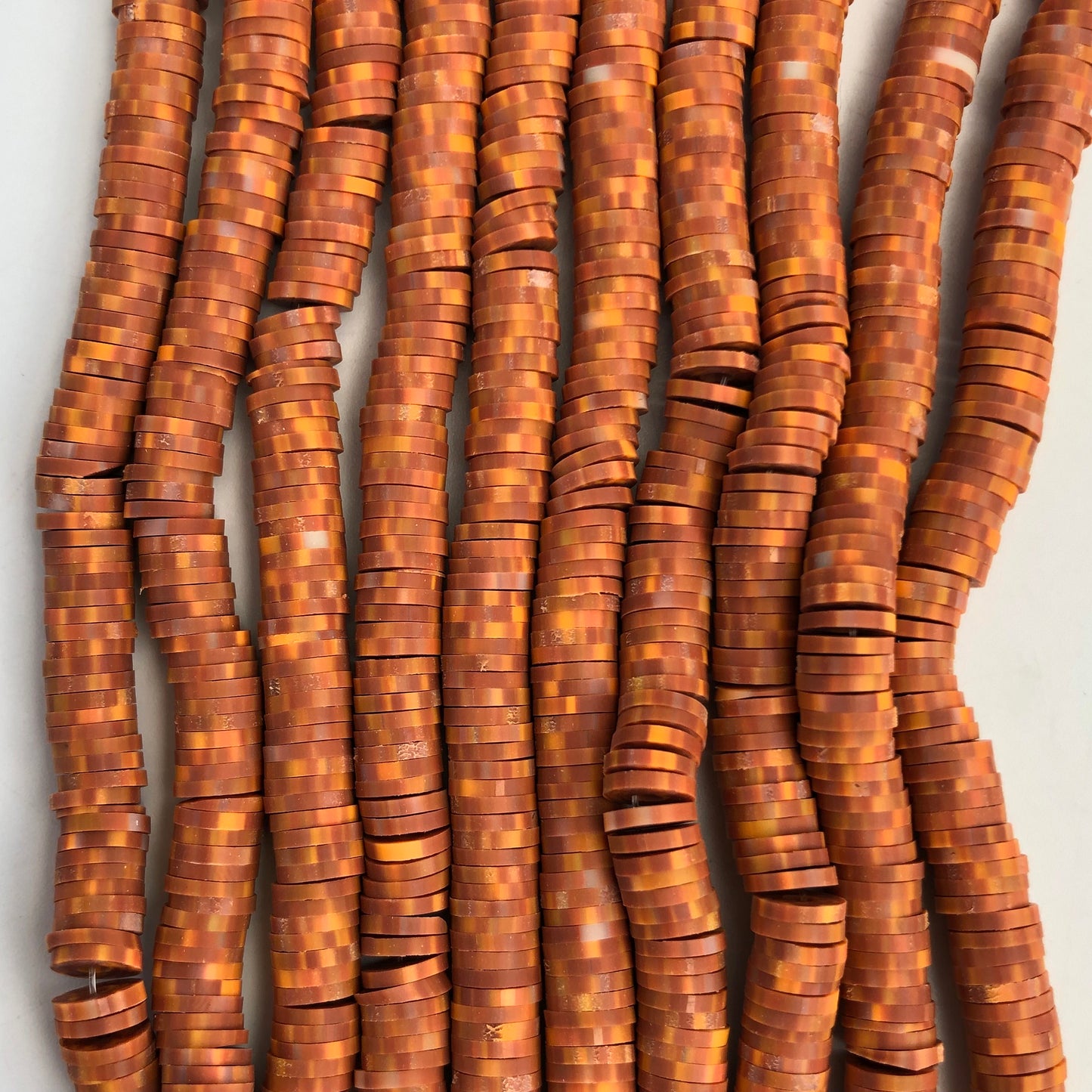 Polymer Clay Beads 6mm Tan Round Donut Disc Bead Brown Jewellery Making Beads 38cm Strand Bead